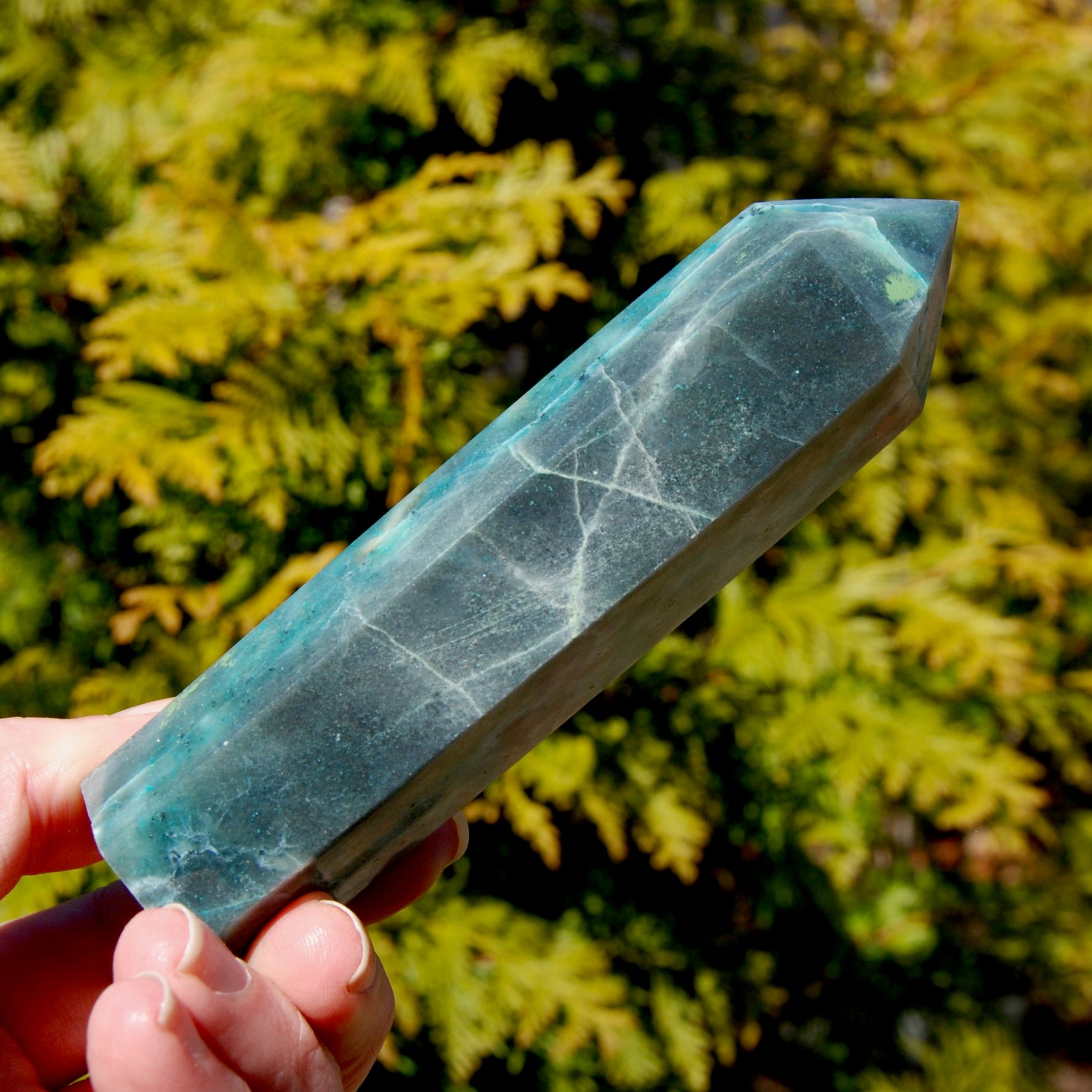Chrysocolla Shattuckite Crystal Tower