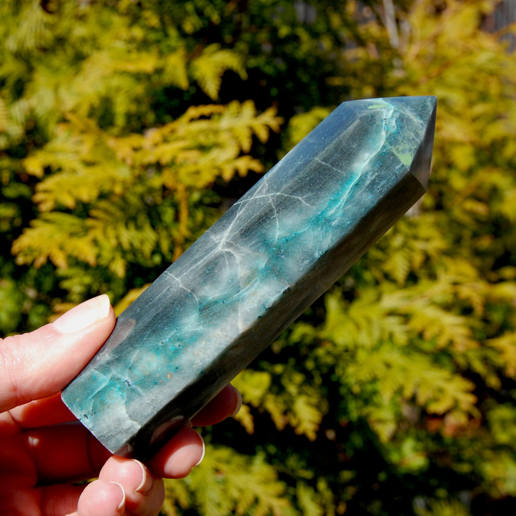 Chrysocolla Shattuckite Crystal Tower