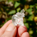 Tiny Clear Quartz Crystal Elephant Carving