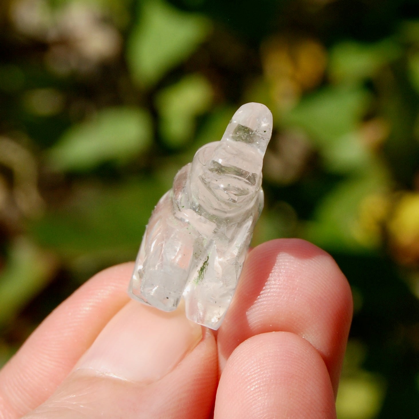 Small Clear Quartz Crystal Elephant Carving