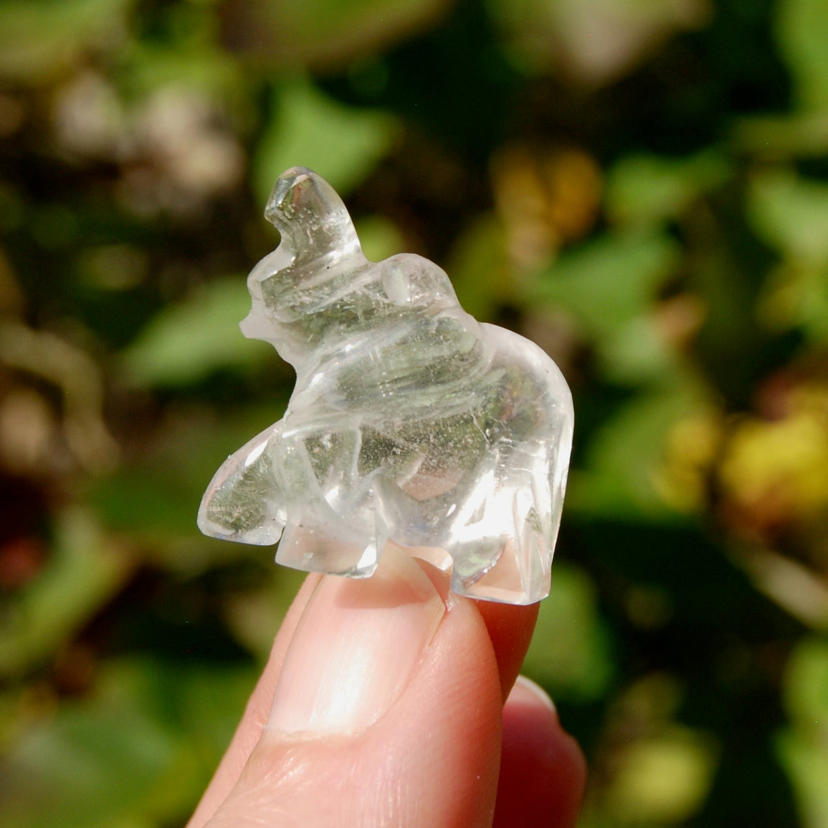 Small Clear Quartz Crystal Elephant Carving