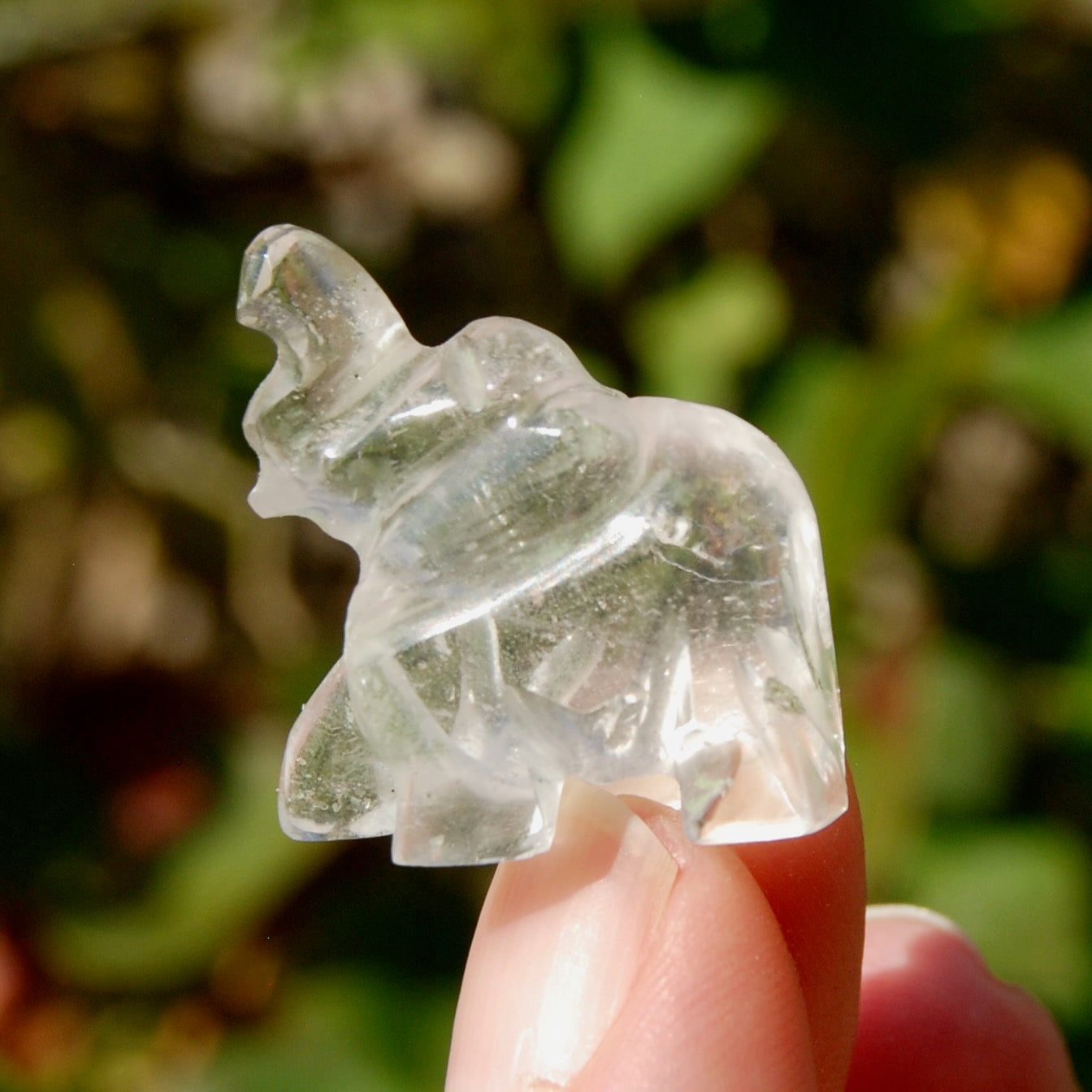 Clear Quartz Crystal Elephant Carving