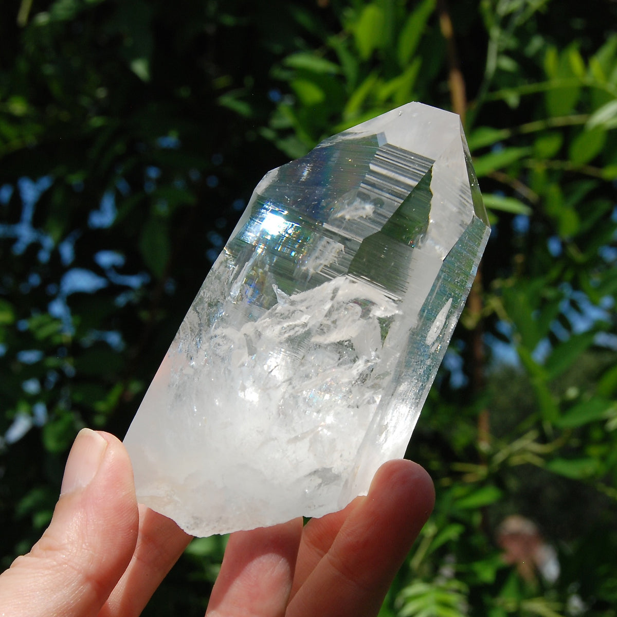 4in 364g Chunky Lemurian Seed Quartz Crystal Starbary, Self Standing Rainbow Filled Devic Temple, Peñas Blancas, Colombia