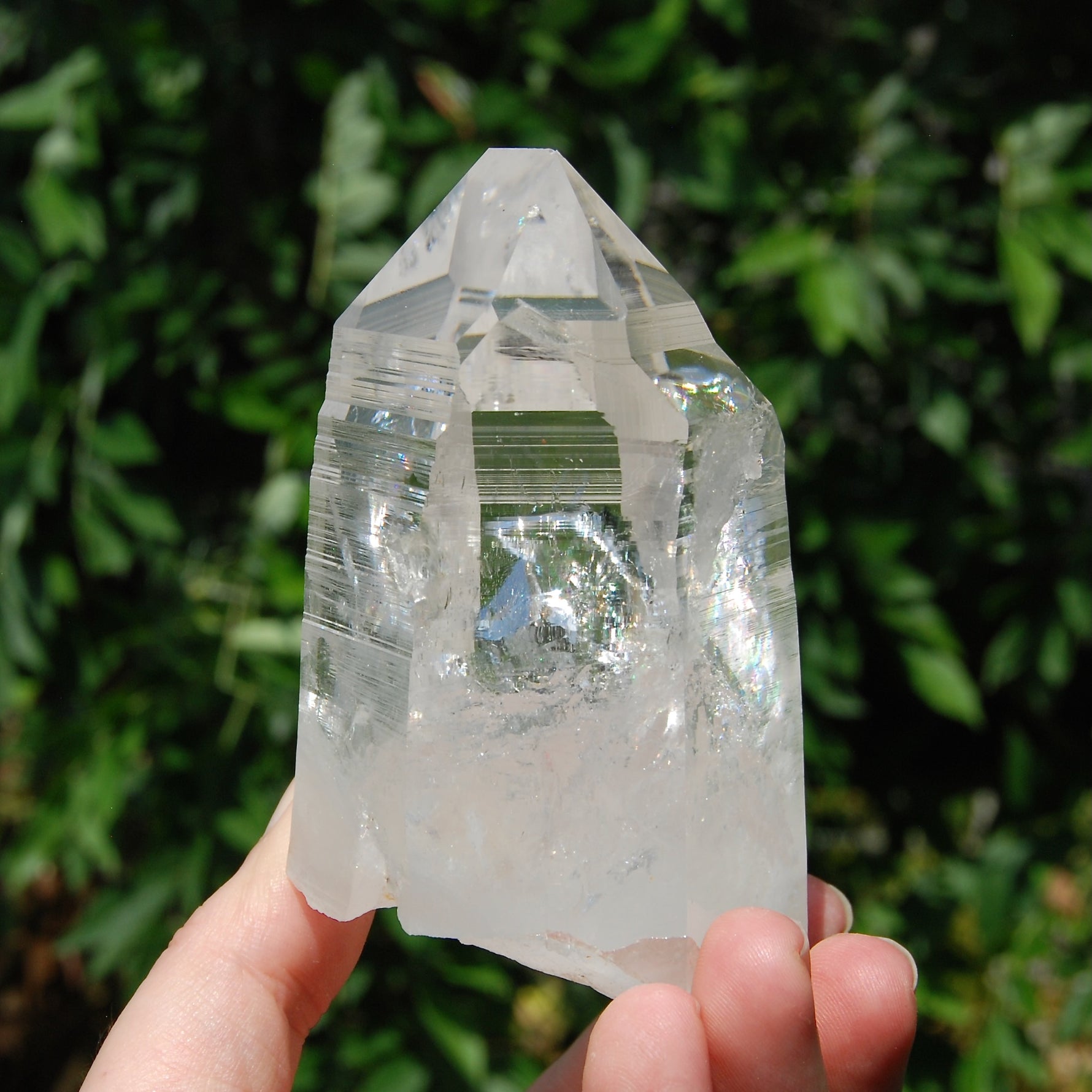4in 364g Chunky Lemurian Seed Quartz Crystal Starbary, Self Standing Rainbow Filled Devic Temple, Peñas Blancas, Colombia