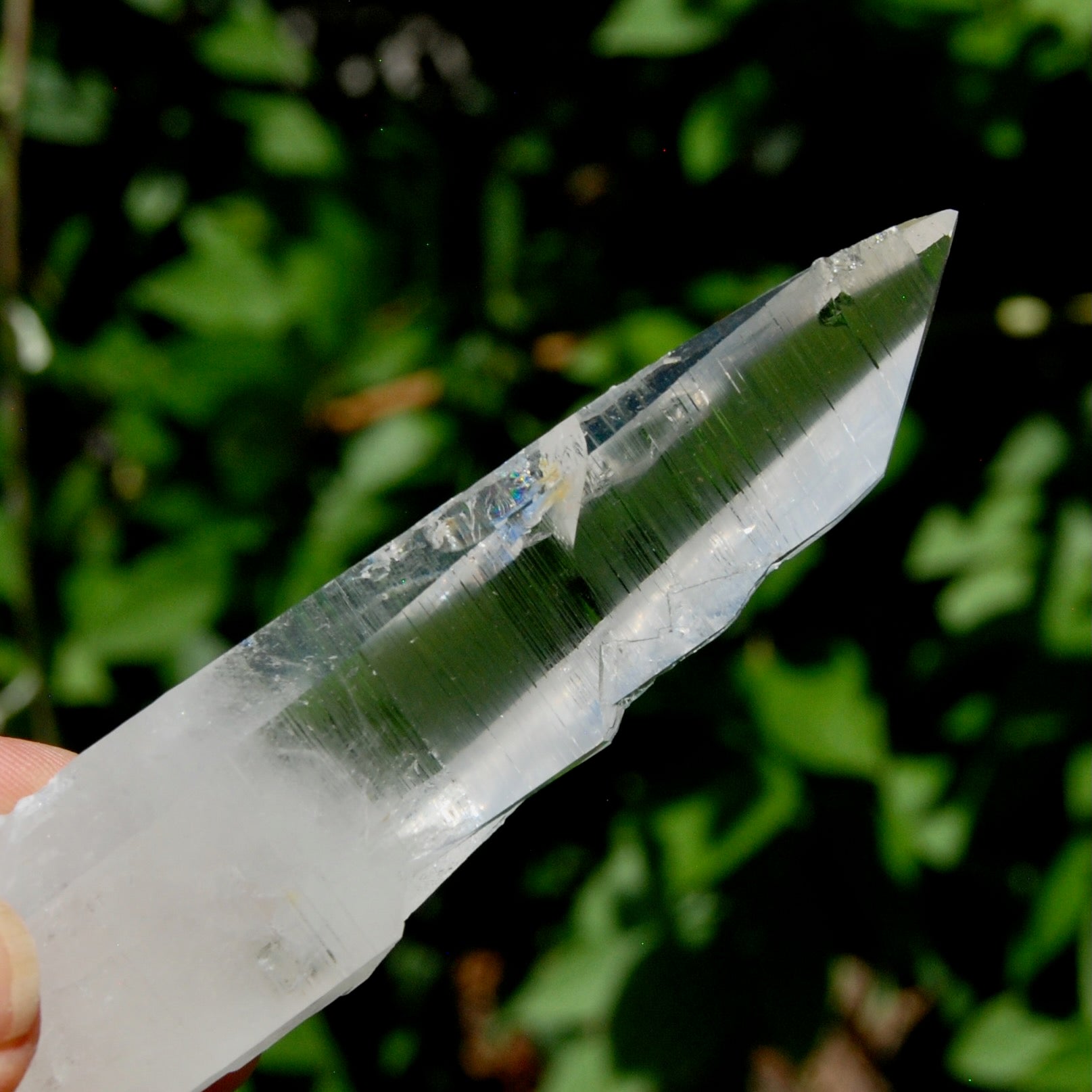 Lightning Strike Lemurian Crystal Starbary- 4.5" 69g Etched Singing Optical Quartz, Colombia