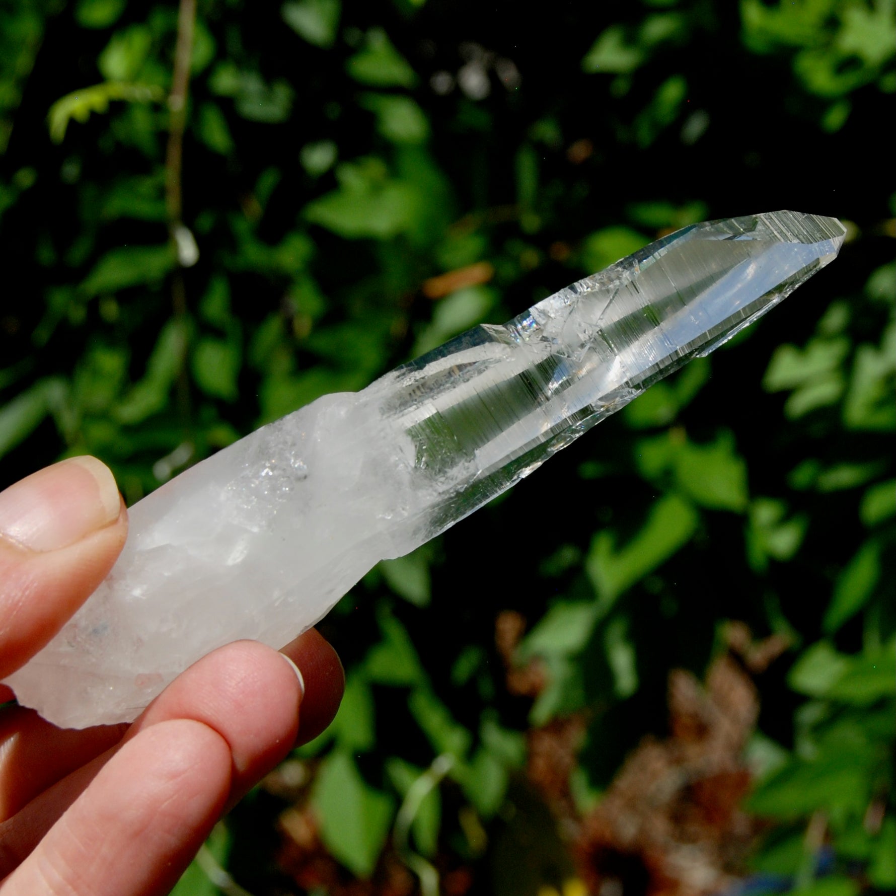 Lightning Strike Lemurian Crystal Starbary- 4.5" 69g Etched Singing Optical Quartz, Colombia
