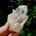 ET DT Lemurian Tantric Twin Crystal Cluster - 4.25" 252g Record Keeper Optical Quartz, Colombia