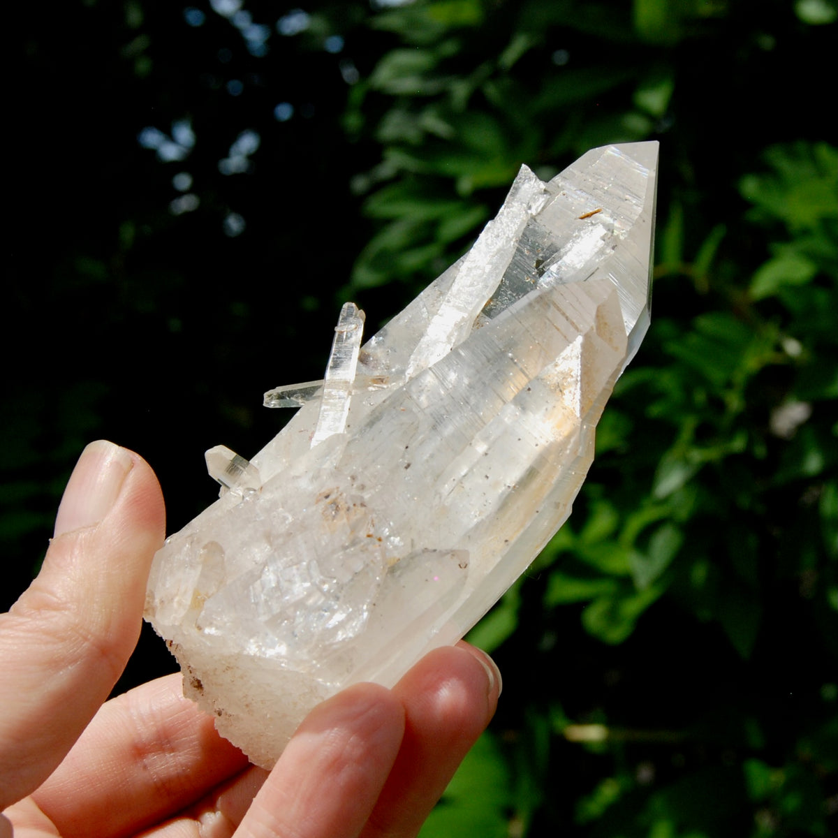 ET DT Lemurian Tantric Twin Crystal Cluster - 4.25" 252g Record Keeper Optical Quartz, Colombia