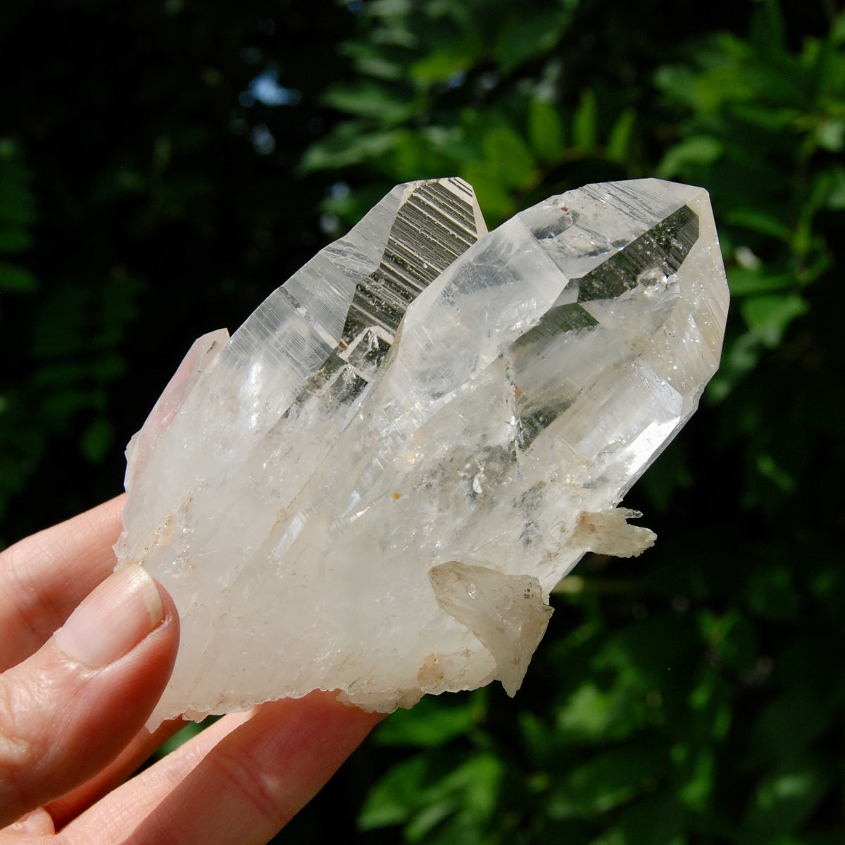 ET DT Lemurian Tantric Twin Crystal Cluster - 4.25" 252g Record Keeper Optical Quartz, Colombia