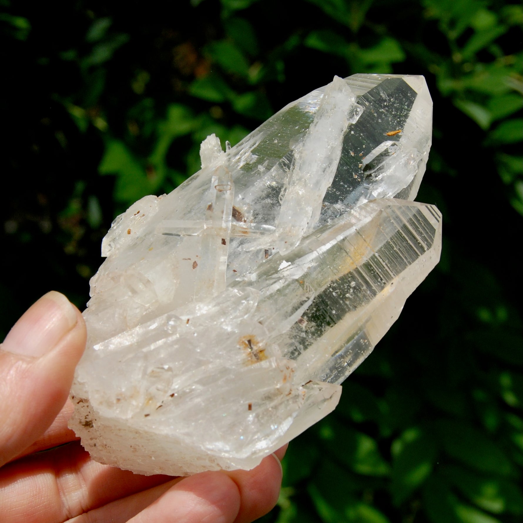 ET DT Lemurian Tantric Twin Crystal Cluster - 4.25" 252g Record Keeper Optical Quartz, Colombia