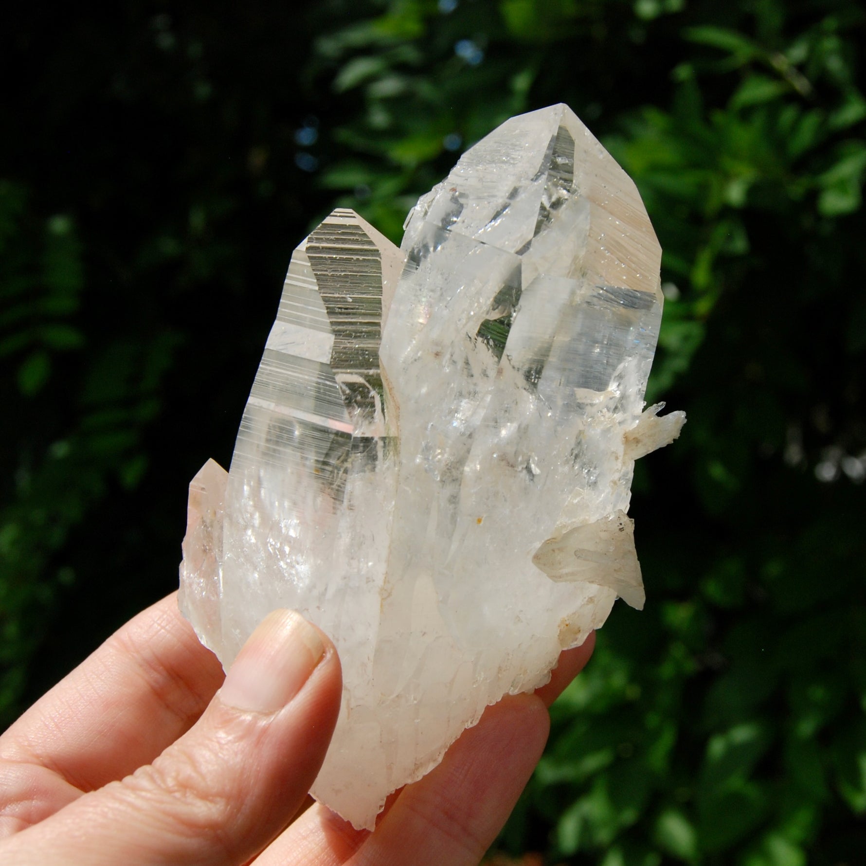 ET DT Lemurian Tantric Twin Crystal Cluster - 4.25" 252g Record Keeper Optical Quartz, Colombia