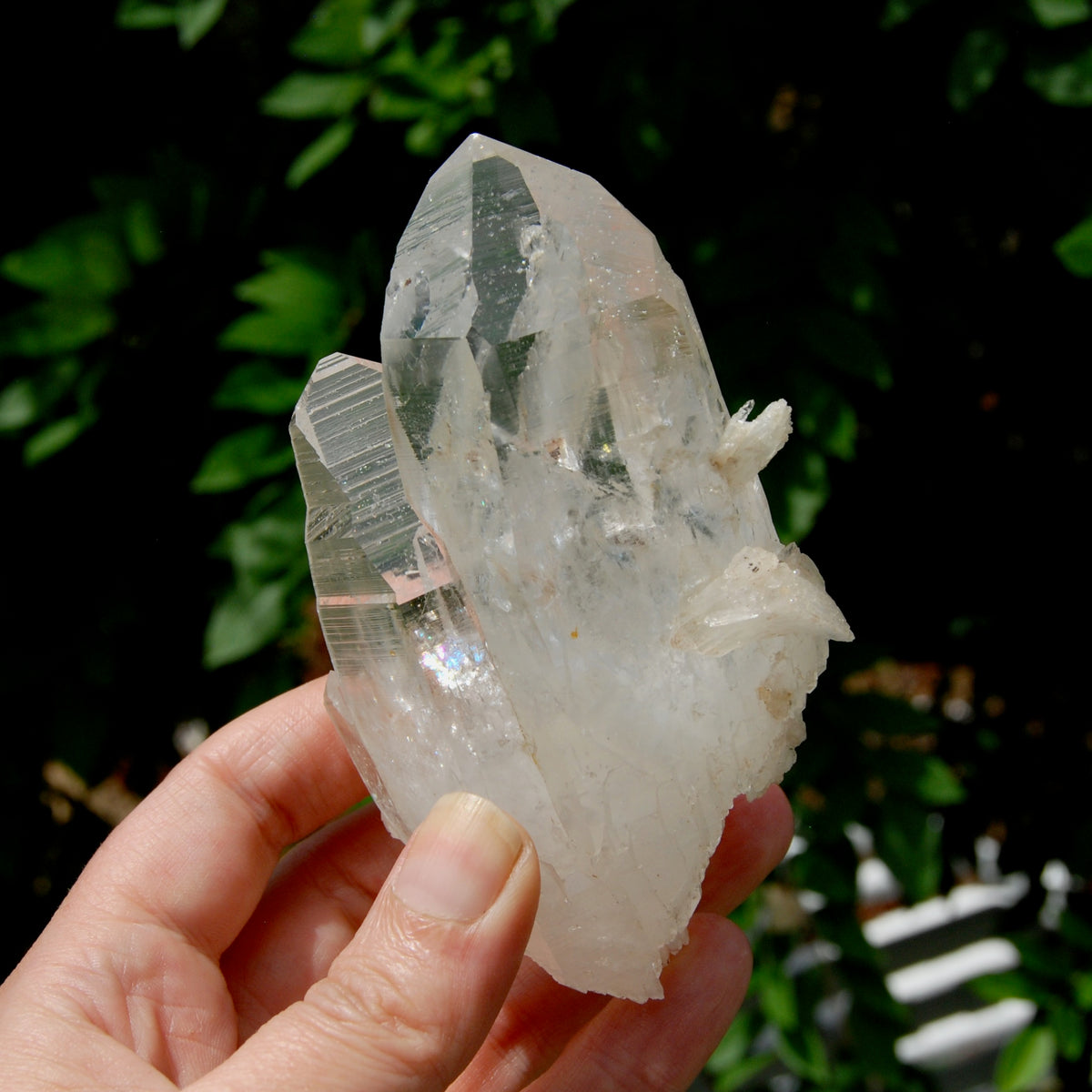 ET DT Lemurian Tantric Twin Crystal Cluster - 4.25" 252g Record Keeper Optical Quartz, Colombia