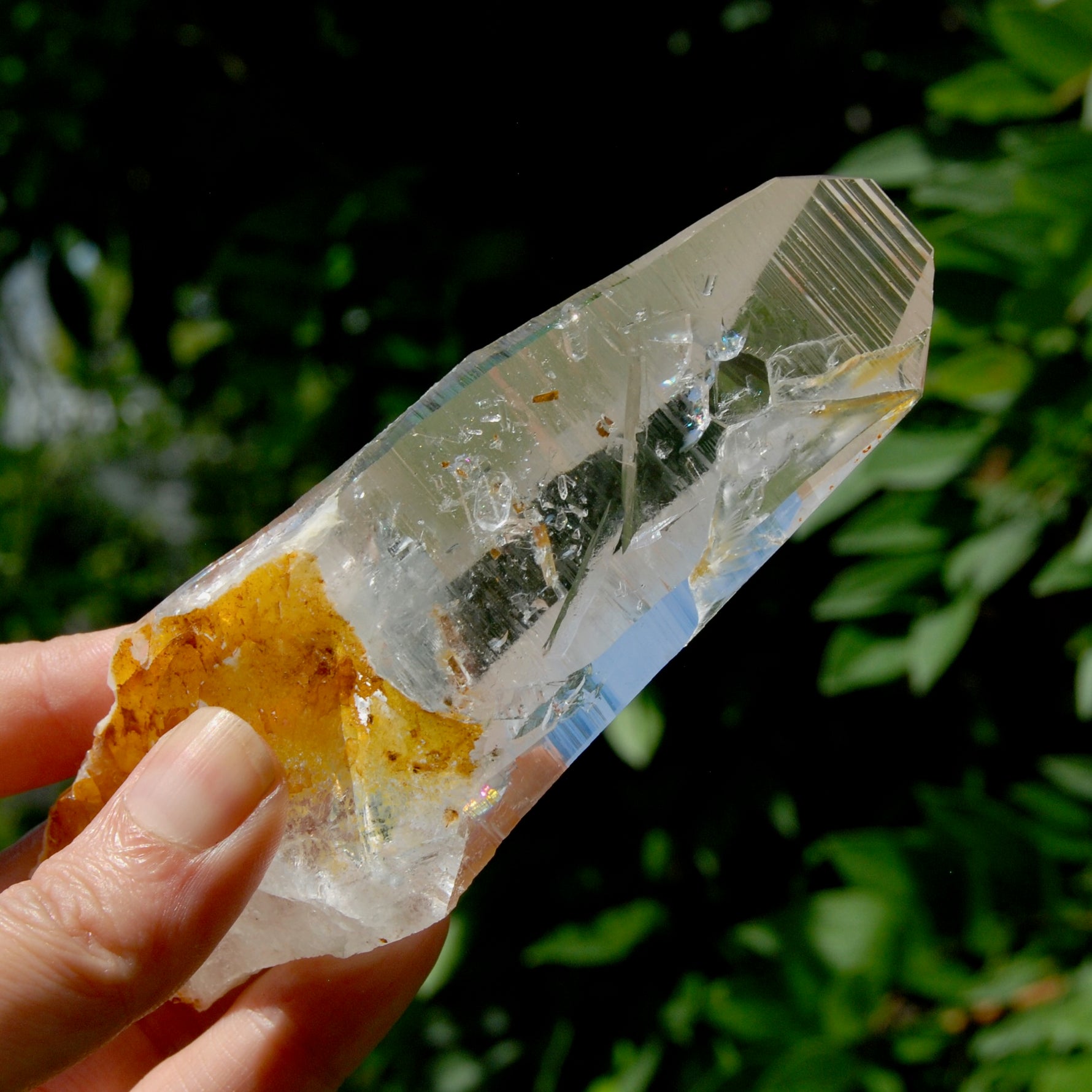 Lemurian Golden Healer Crystal - 5" 204g Inner Child Etched Optical Quartz, Colombia