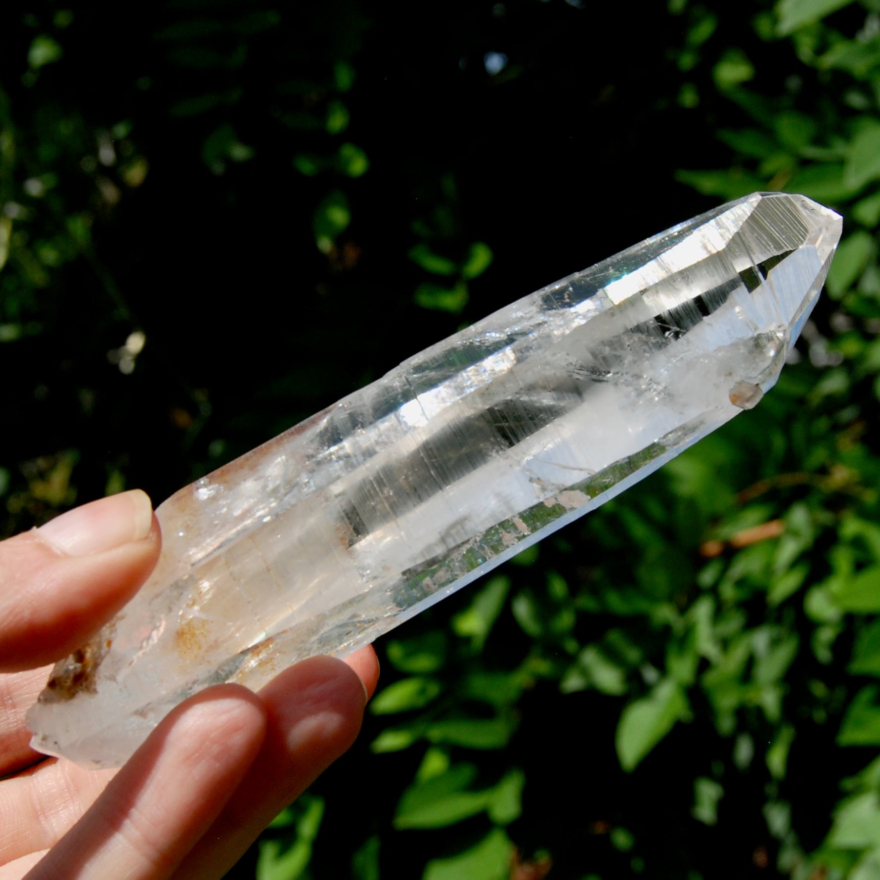 ET DT Lemurian Crystal Starbary - 5.25" 186g Golden Healer Etched Inset Optical Quartz, Colombia