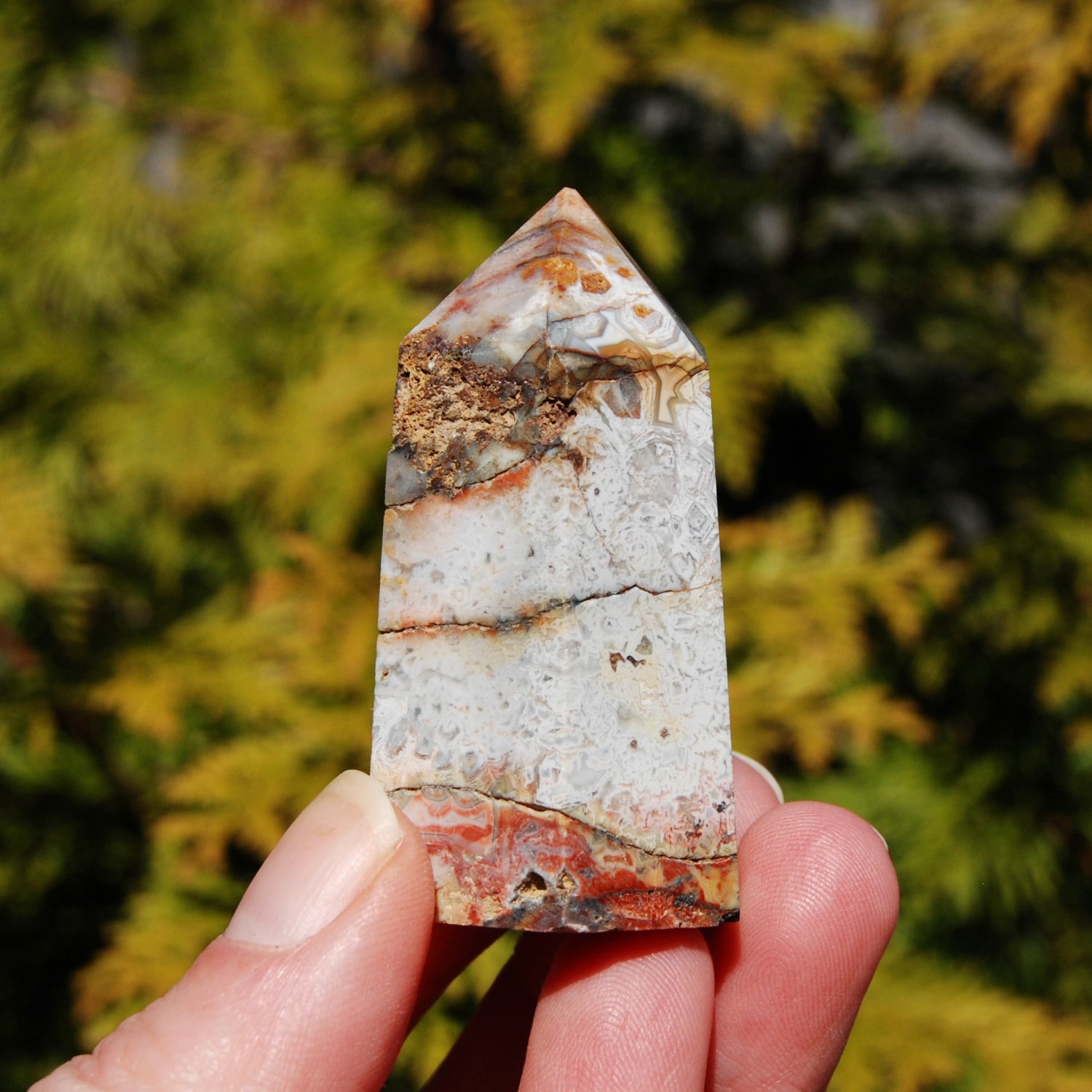 Crazy Lace Agate Crystal Tower