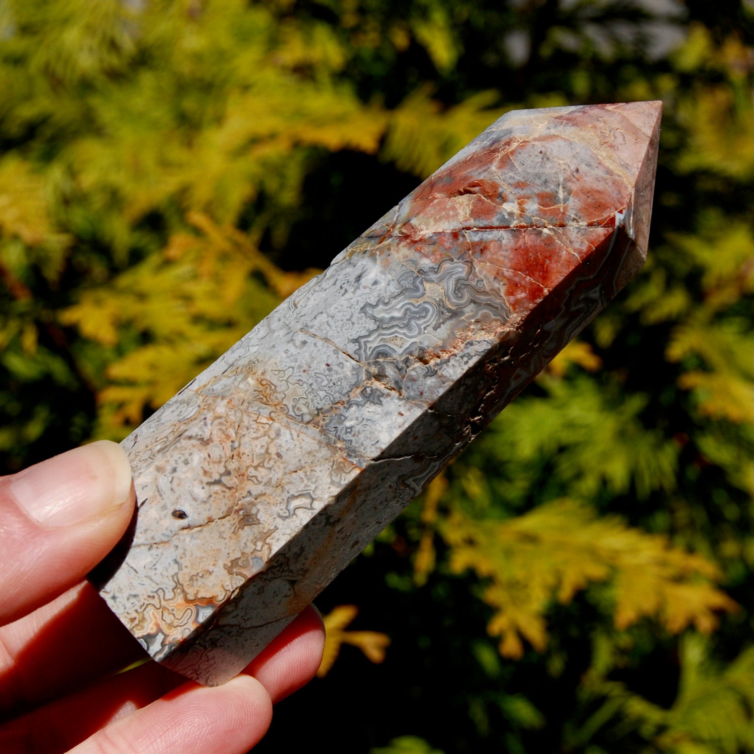Crazy Lace Agate Crystal Tower
