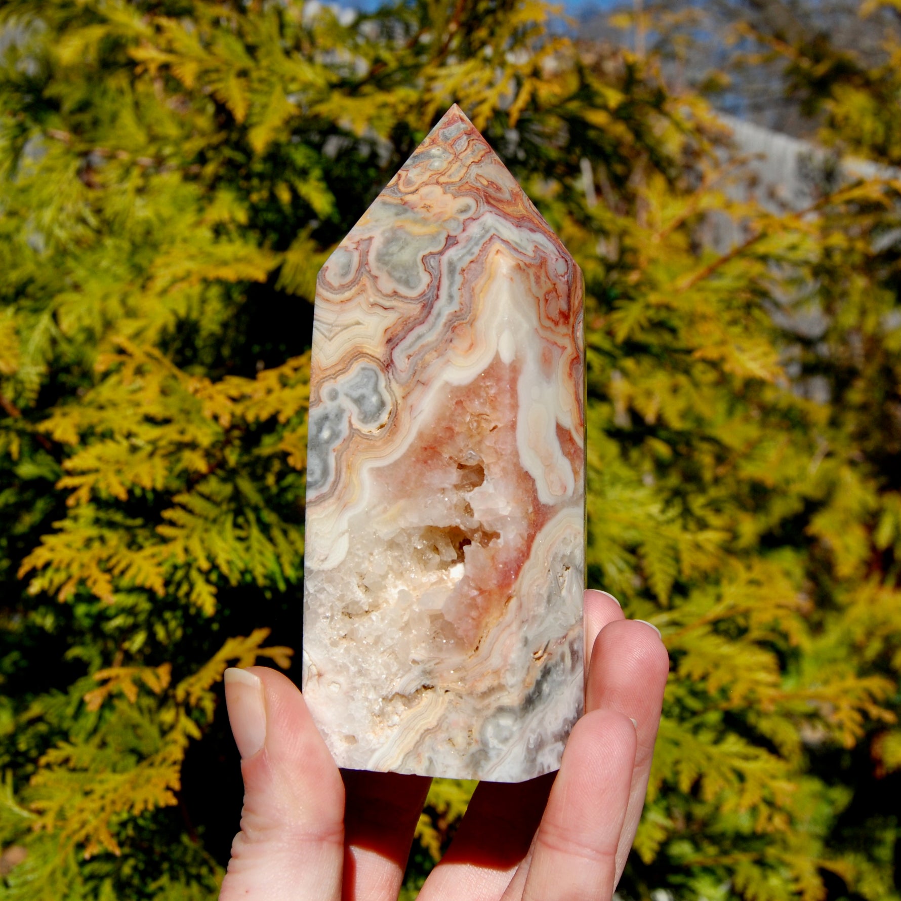 Crazy Lace Agate Crystal Tower