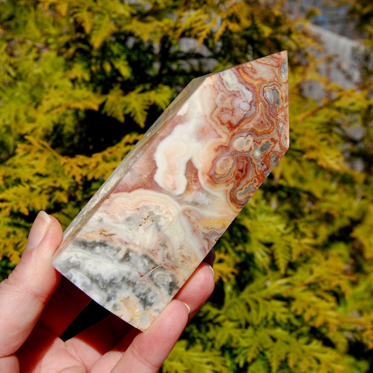 Crazy Lace Agate Crystal Tower