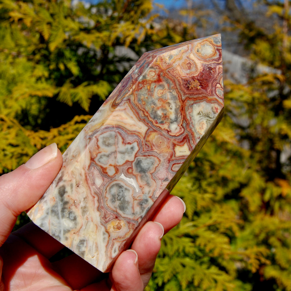 Crazy Lace Agate Crystal Tower