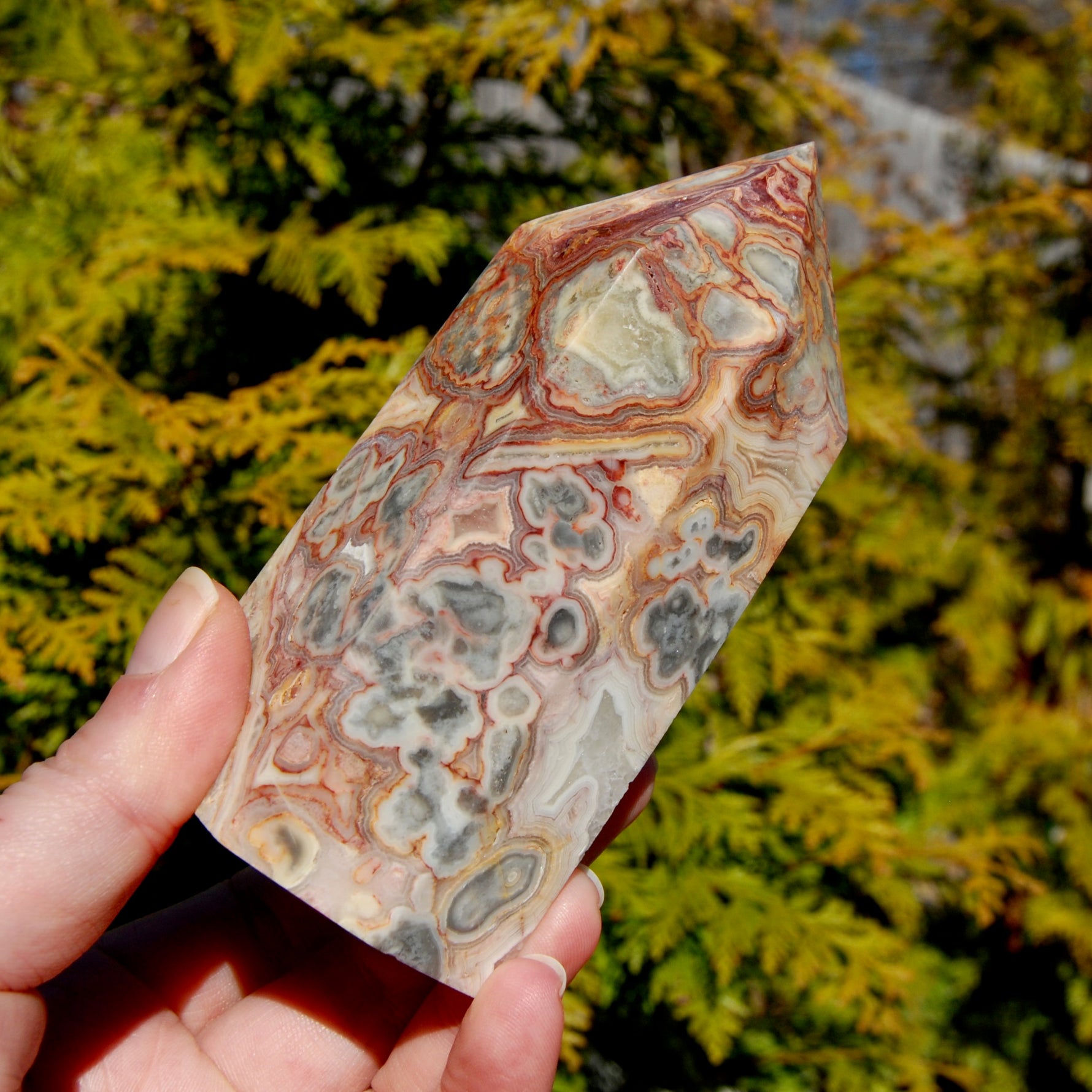 Crazy Lace Agate Crystal Tower