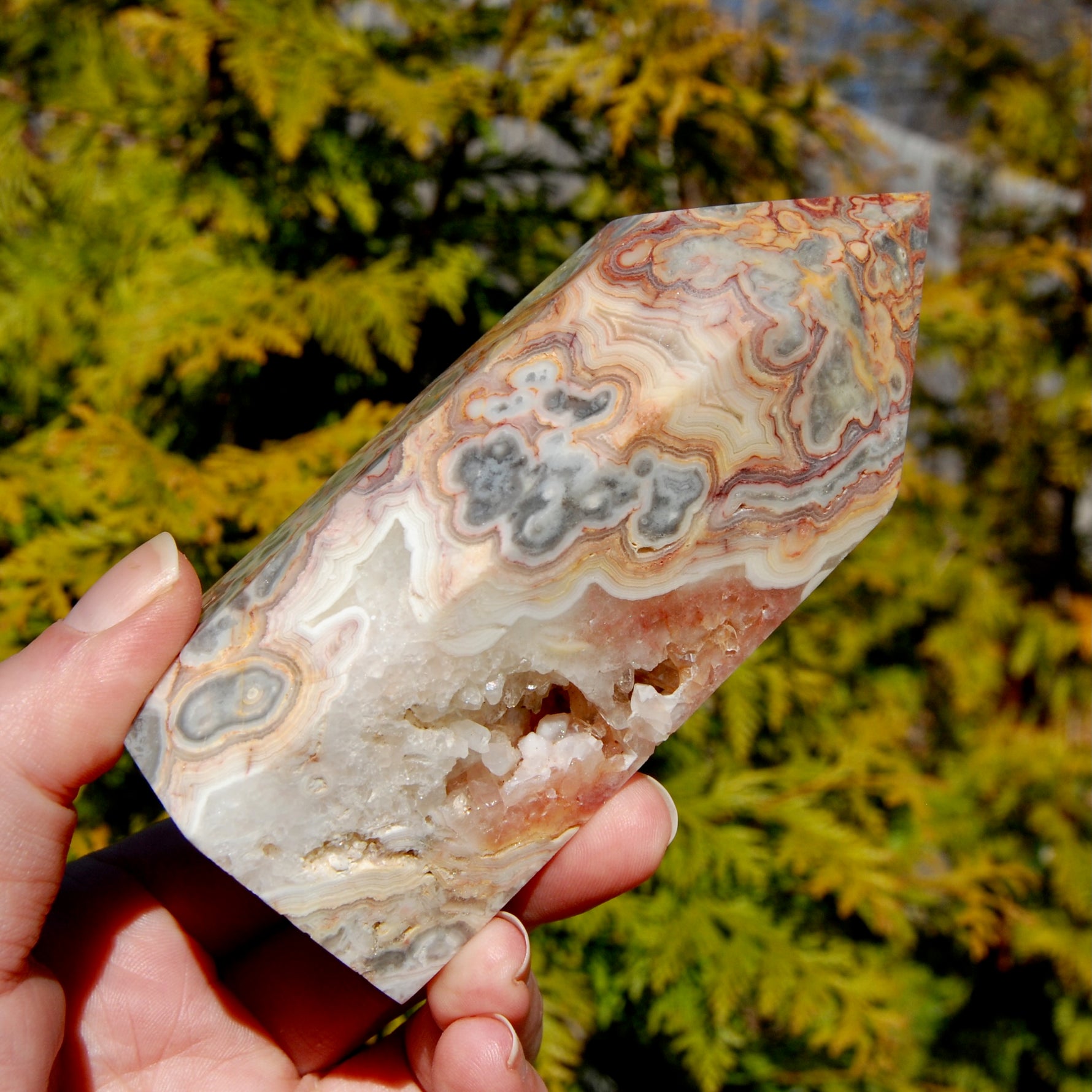 Crazy Lace Agate Crystal Tower