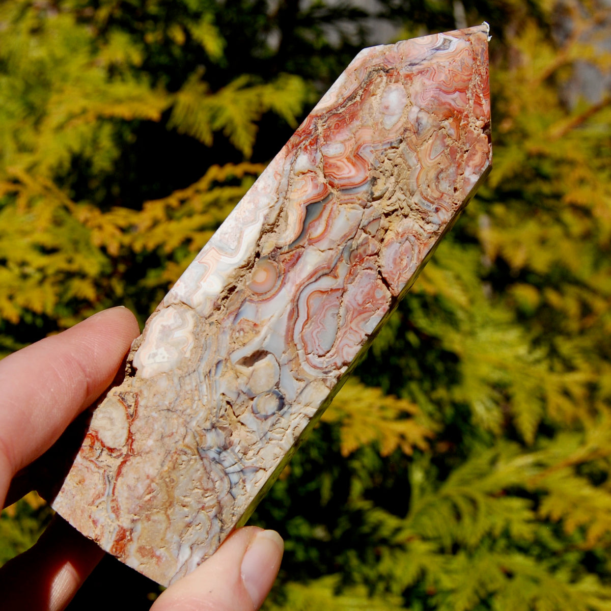 Crazy lace agate crystal tower