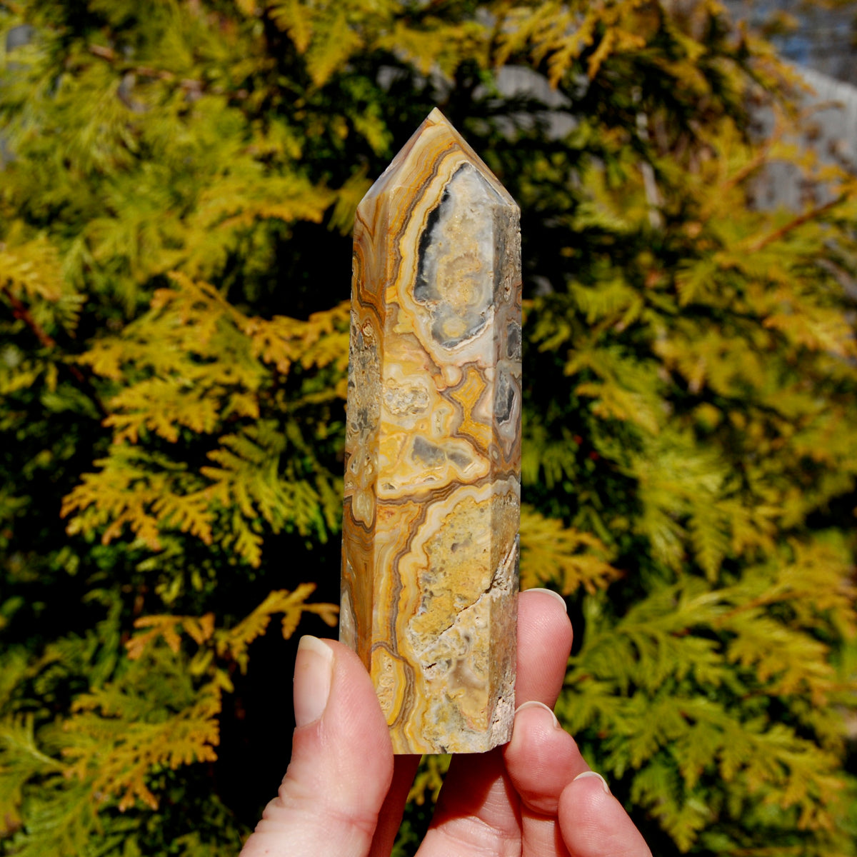 Crazy Lace Agate Crystal Tower