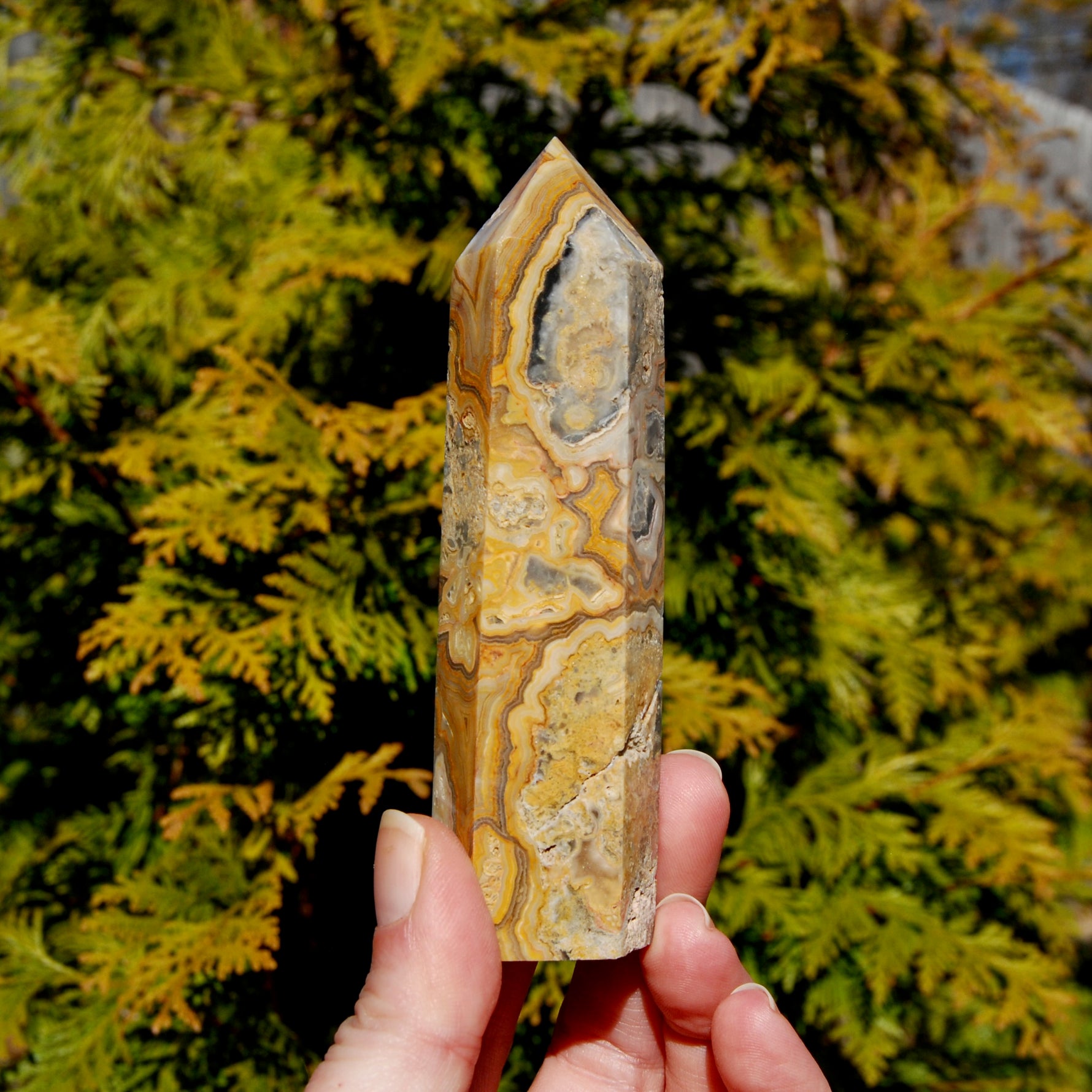 Crazy Lace Agate Crystal Tower