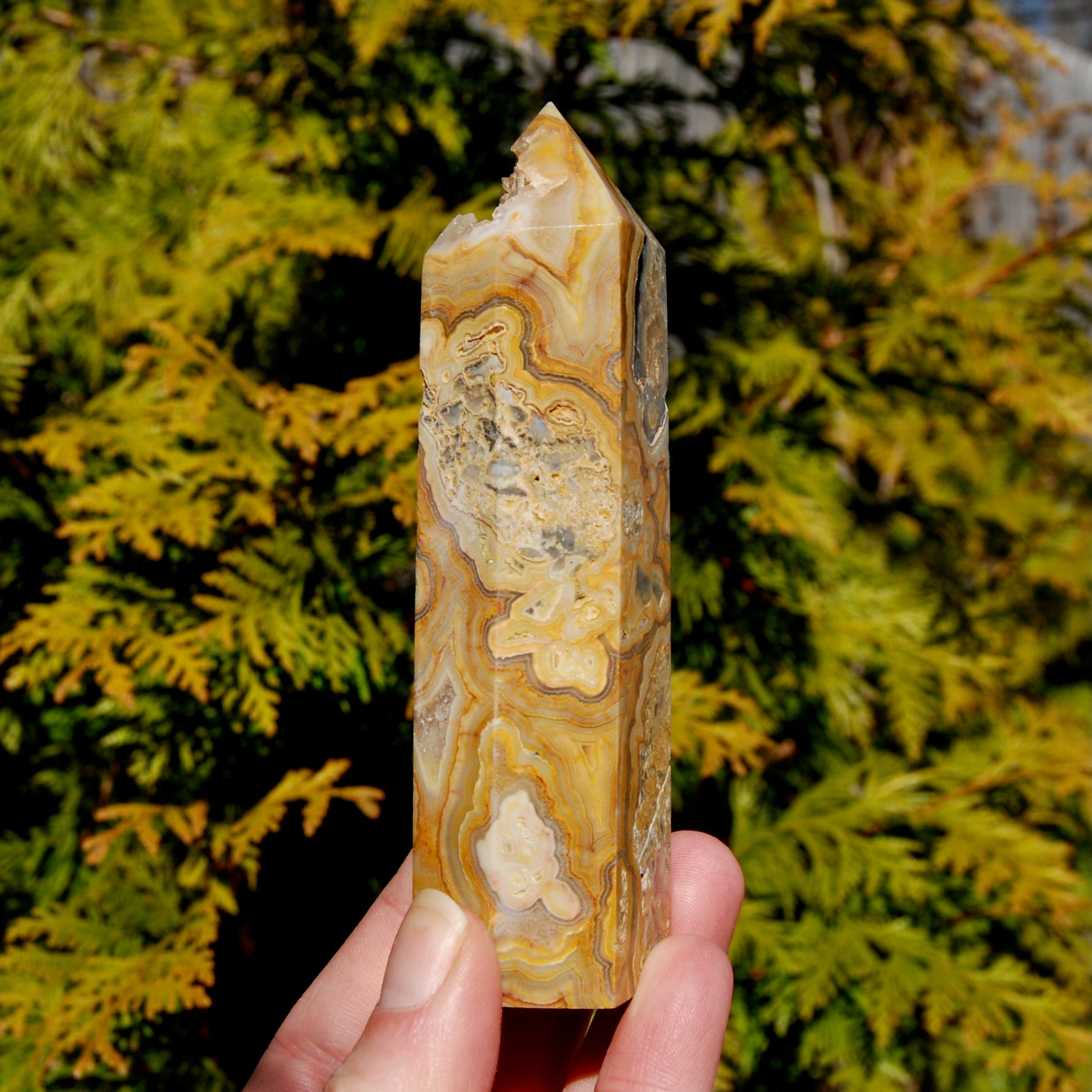 Crazy Lace Agate Crystal Tower