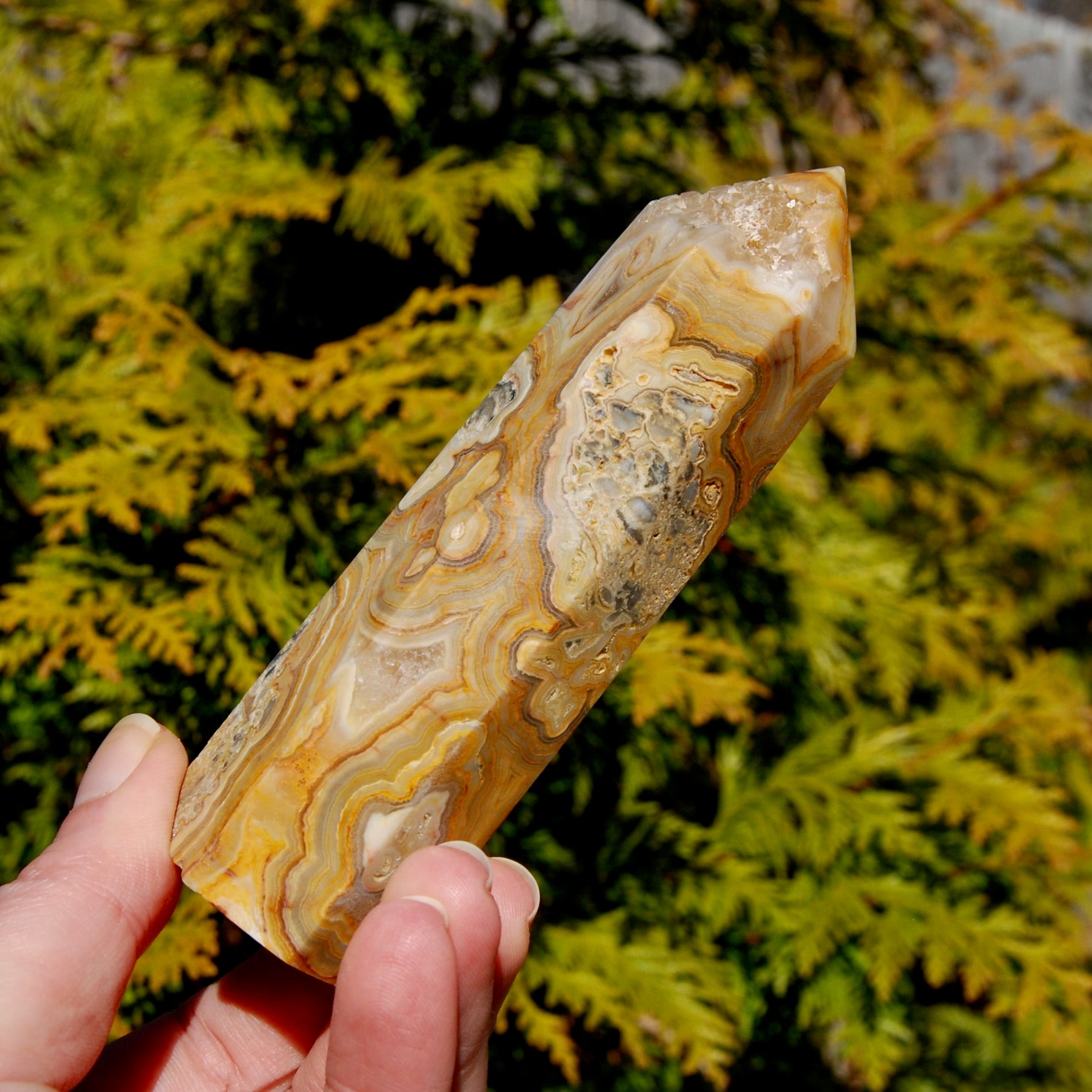 Crazy Lace Agate Crystal Tower