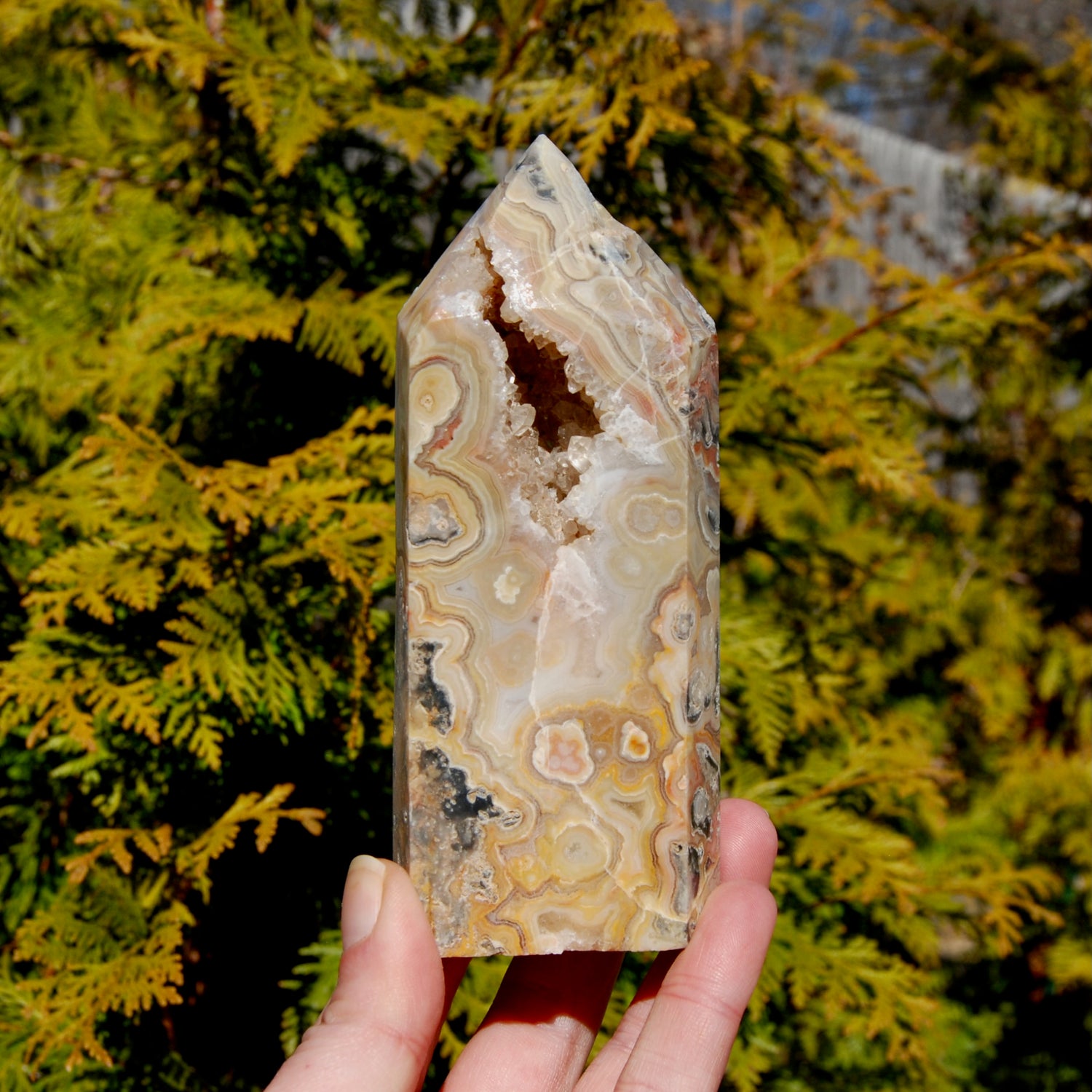 Crazy Lace Agate Crystal Tower