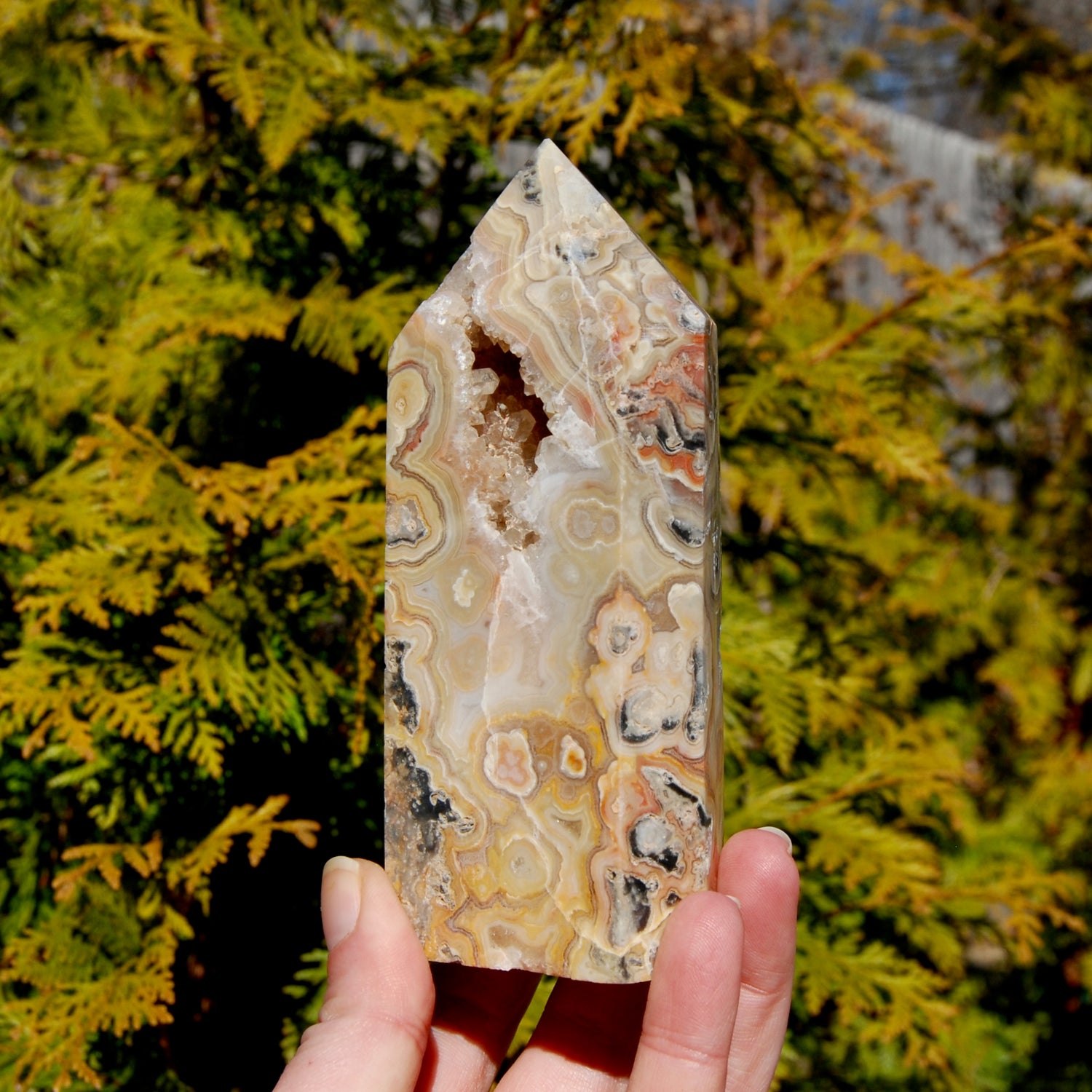 Crazy Lace Agate Crystal Tower