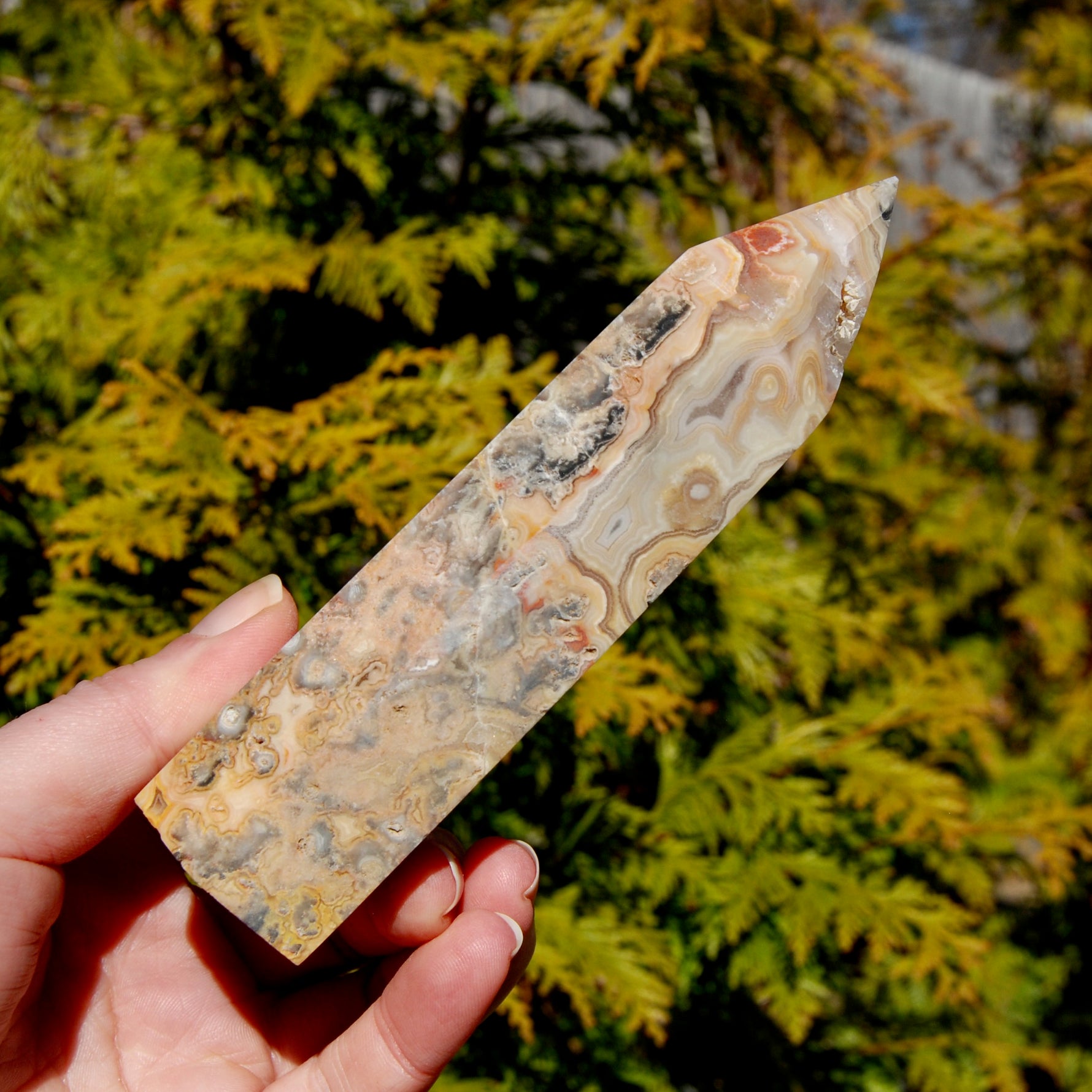 Crazy Lace Agate Crystal Tower