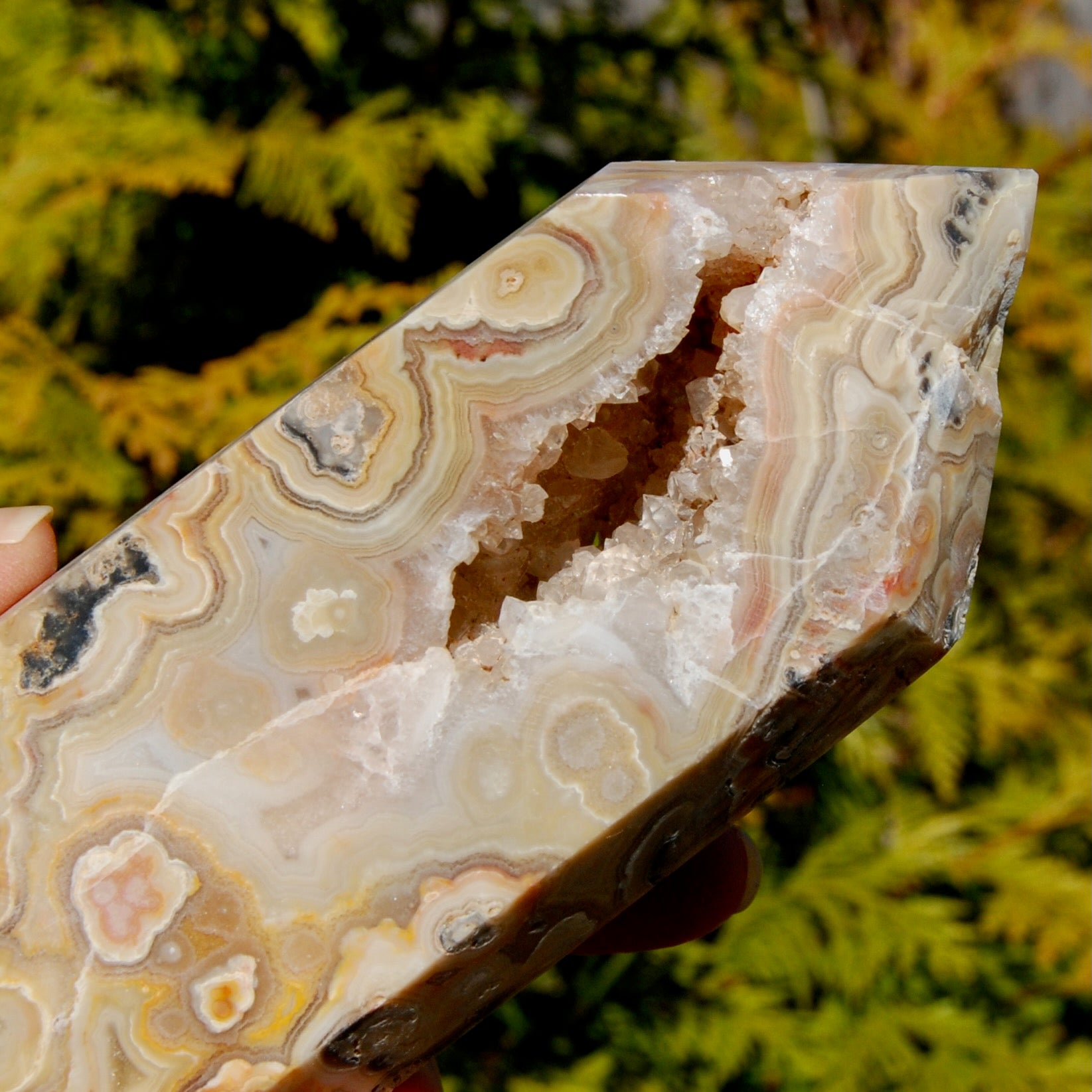 Crazy Lace Agate Crystal Tower