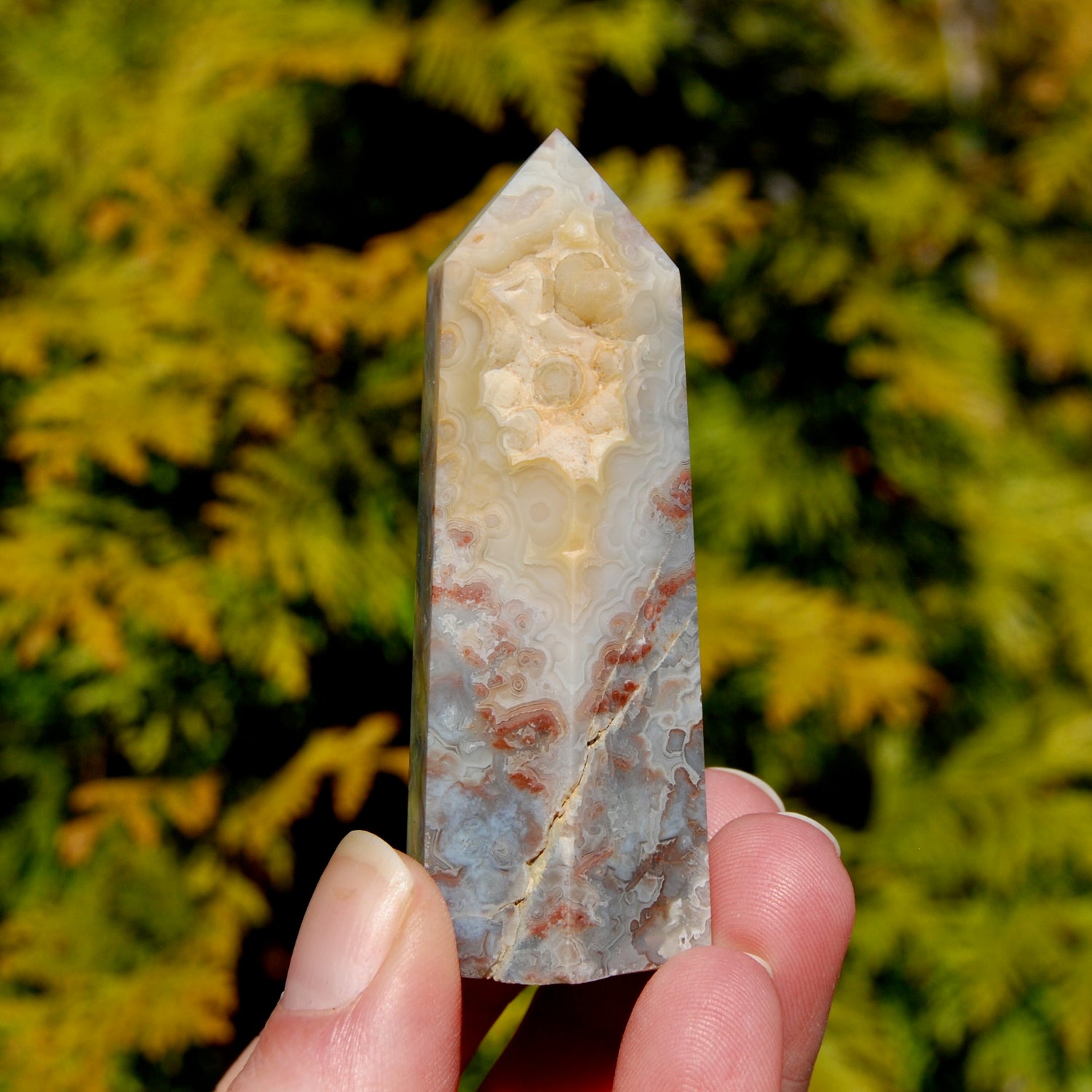 Crazy Lace Agate Crystal Tower
