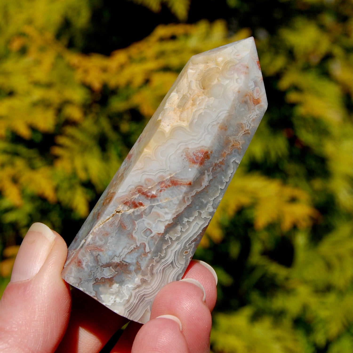 Crazy Lace Agate Crystal Tower