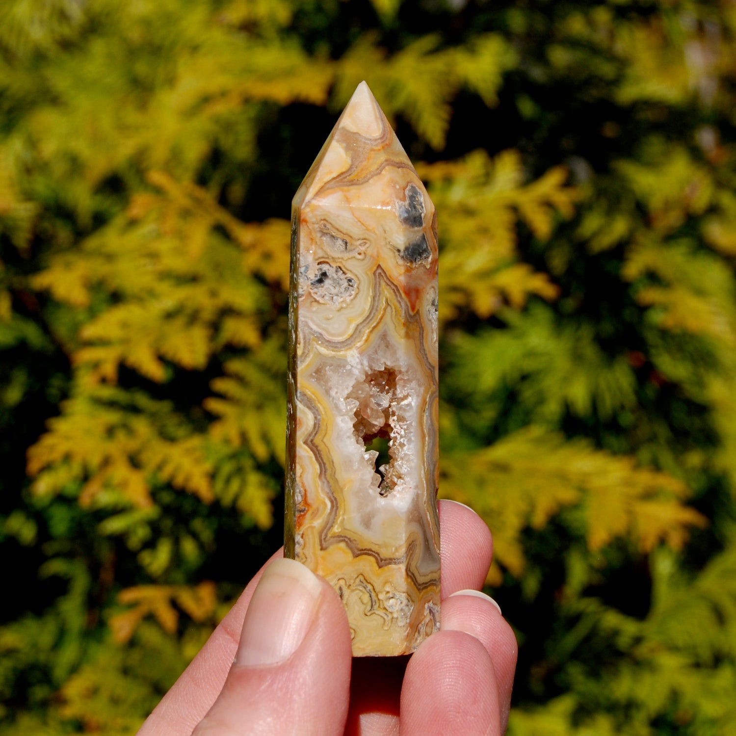 Crazy Lace Agate Crystal Tower, Mexico