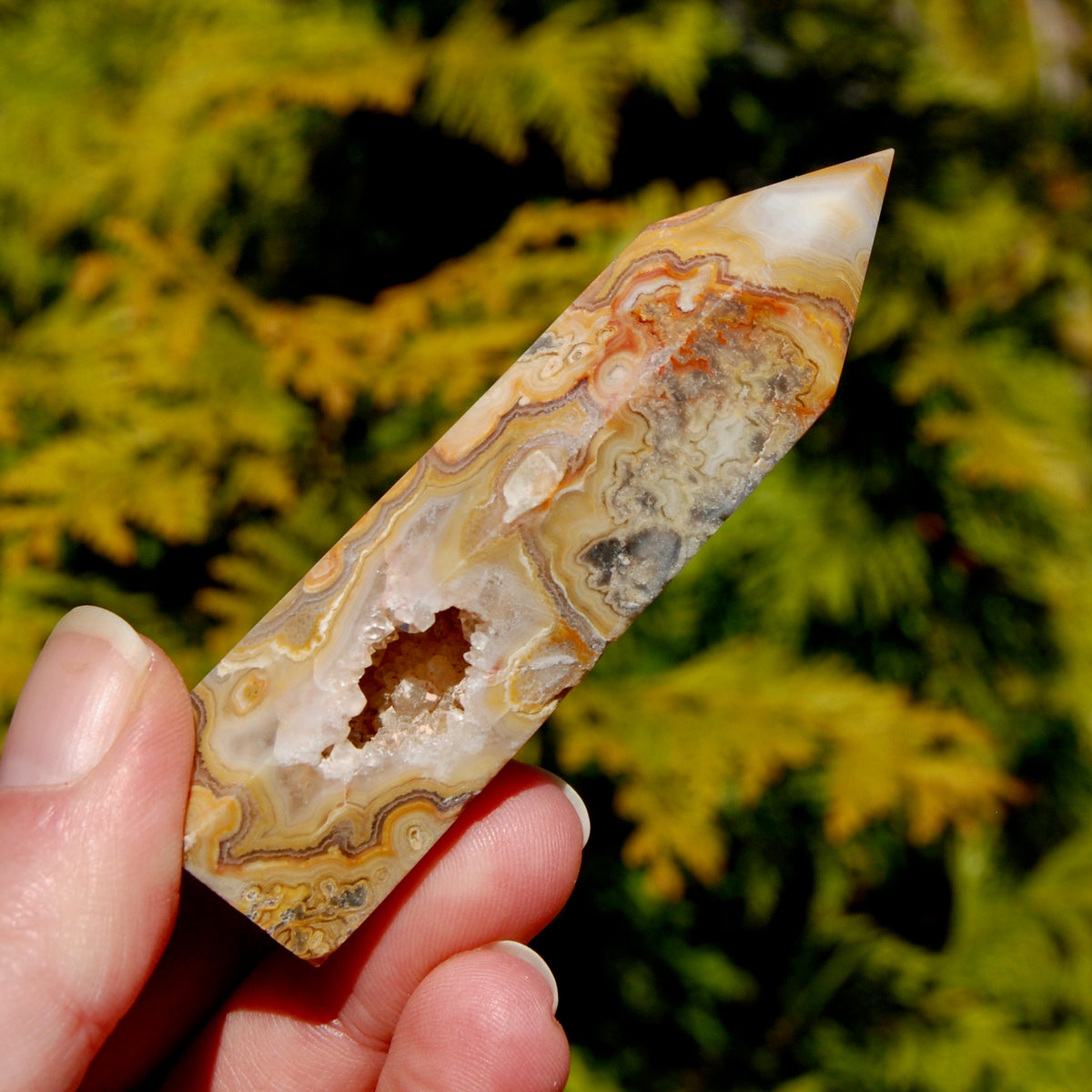 Crazy Lace Agate Crystal Tower, Mexico