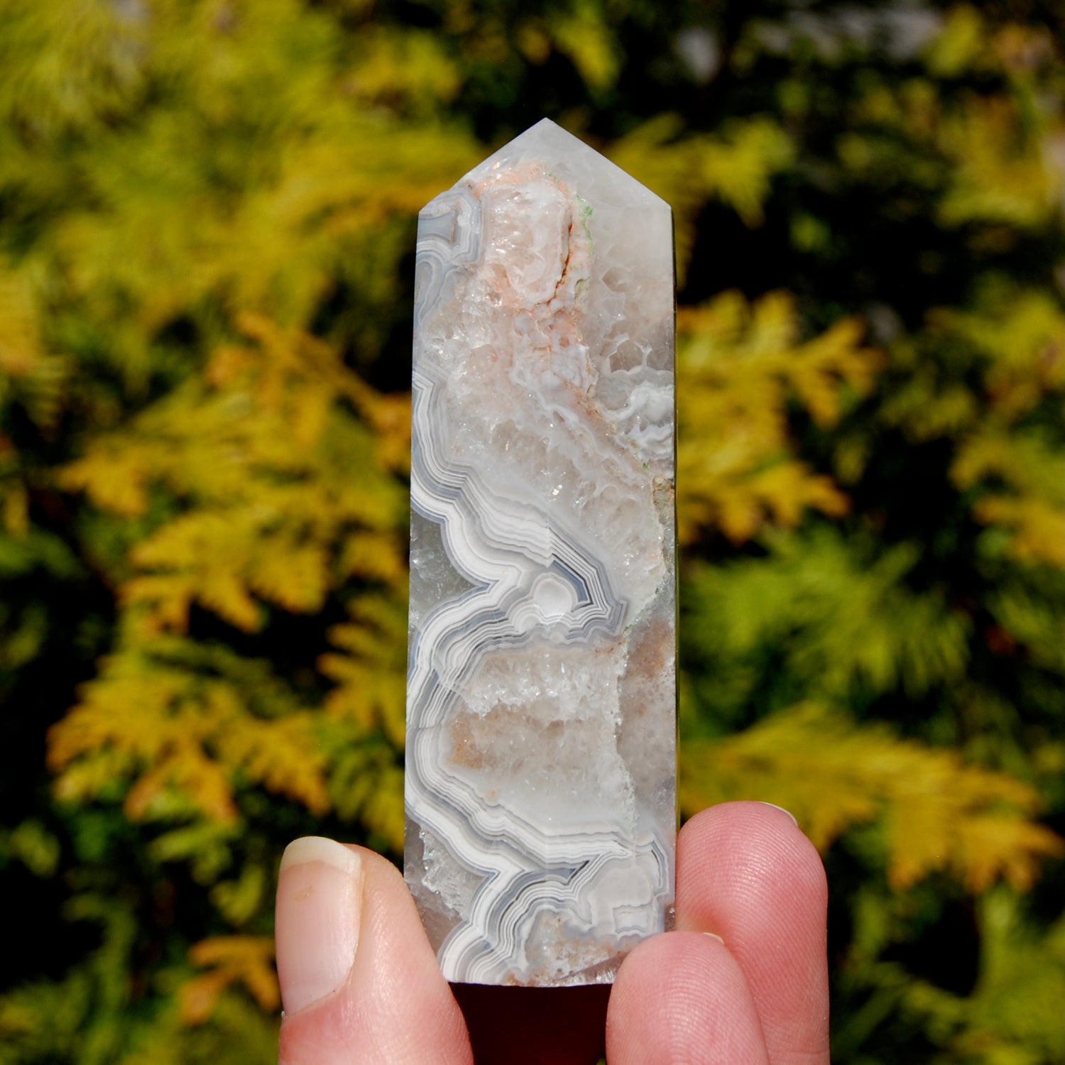 Crazy Lace Agate Crystal Tower, Mexico