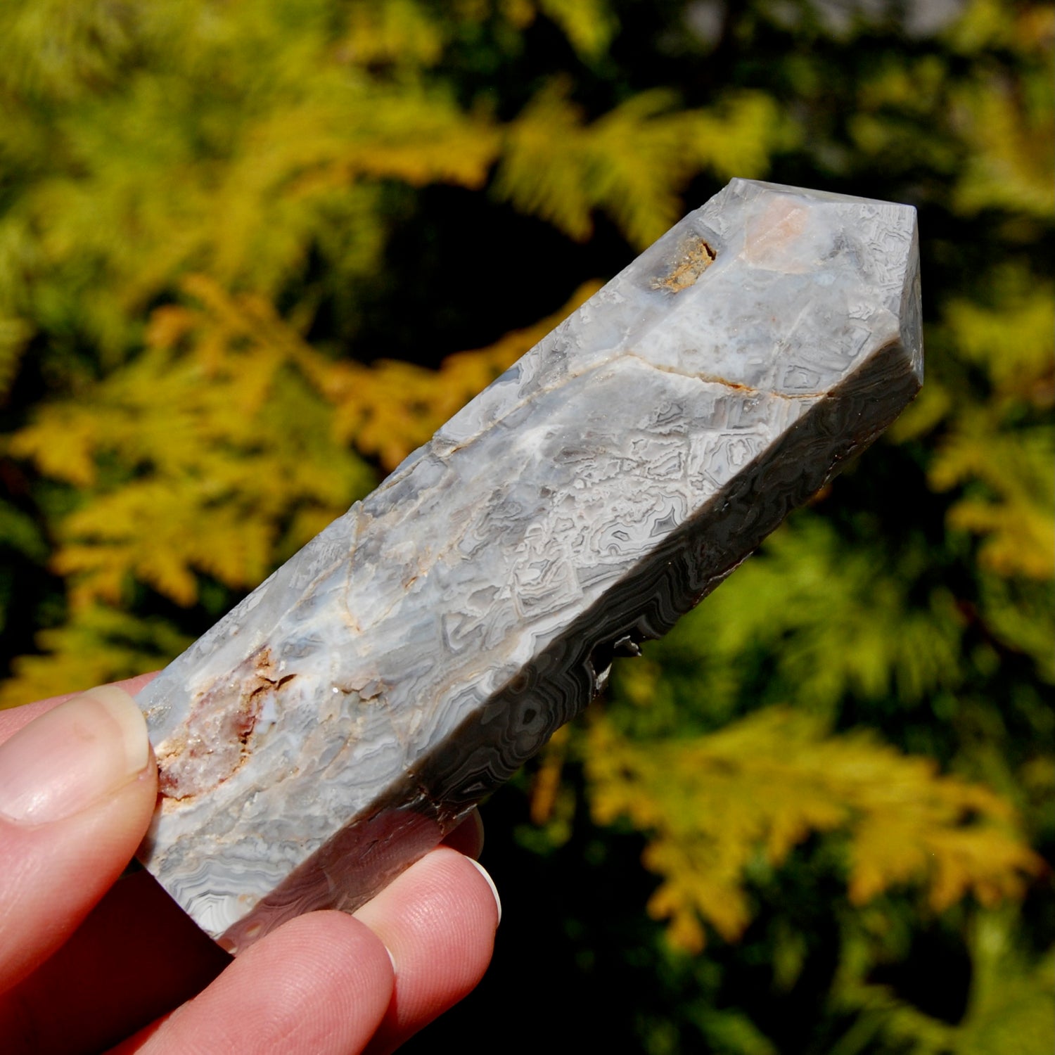 Crazy lace agate crystal tower