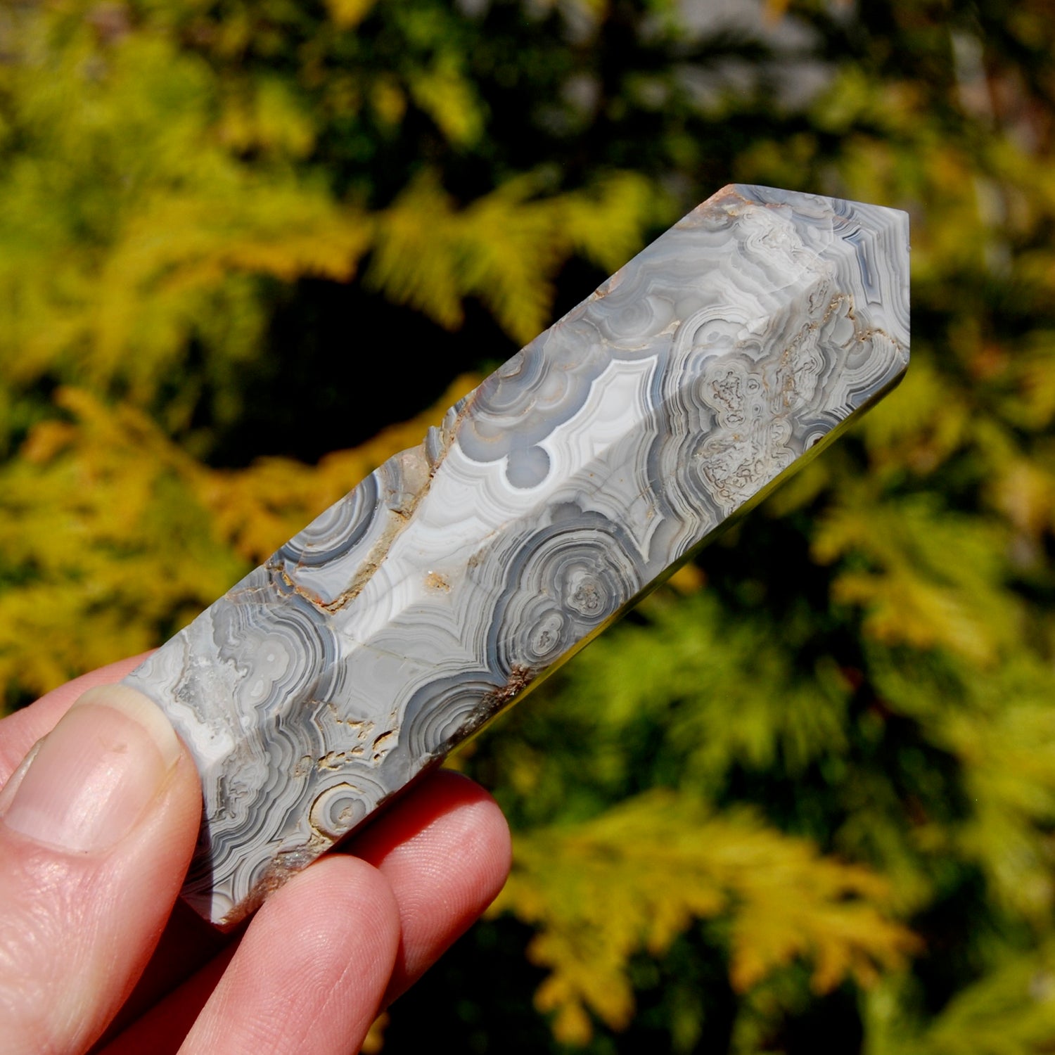 Crazy lace agate crystal tower