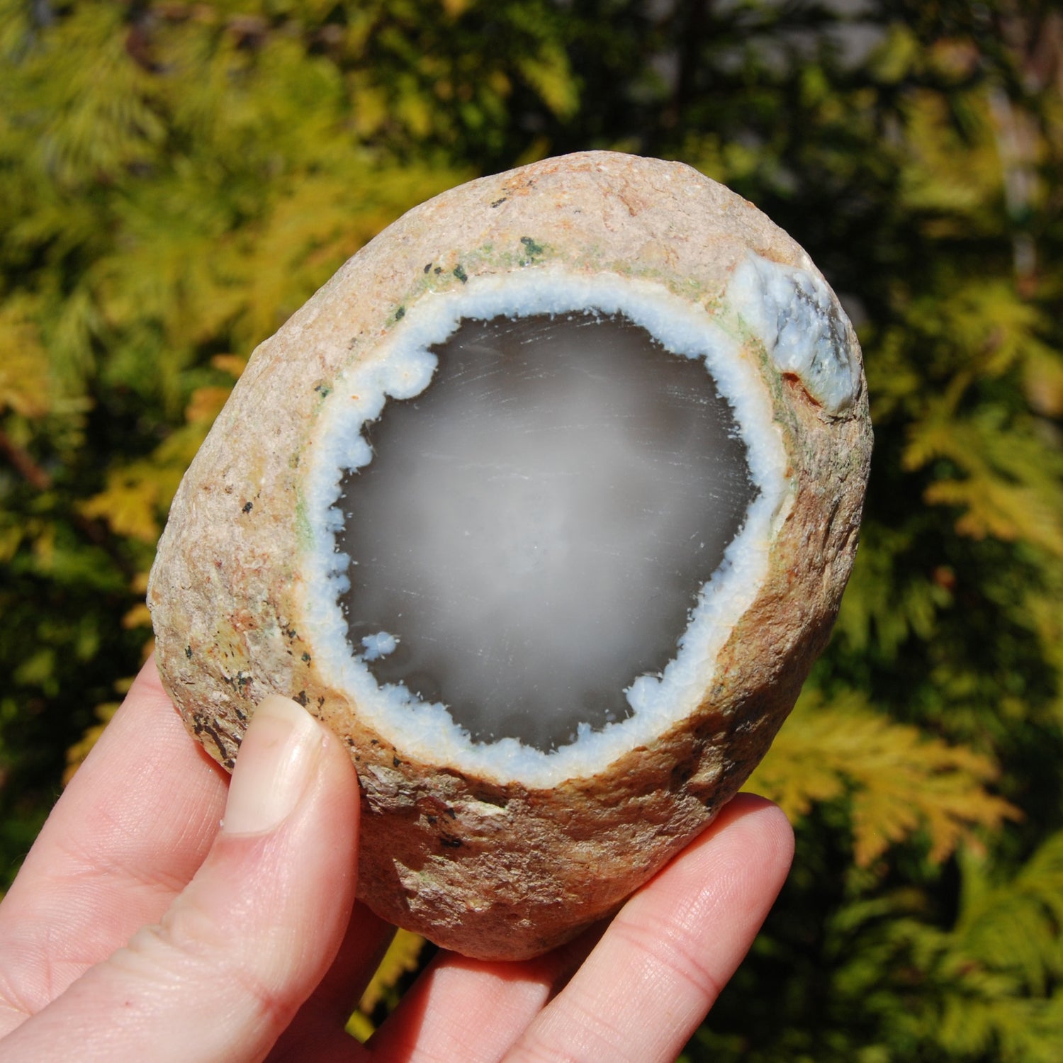 Window Agate Semi Polished Crystal Nodule, Brazil