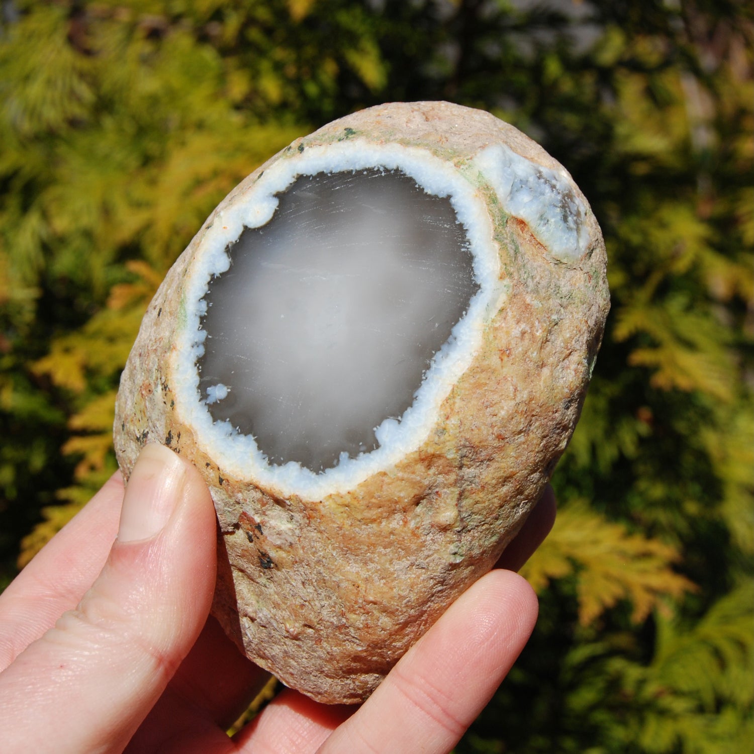 Window Agate Semi Polished Crystal Nodule, Brazil