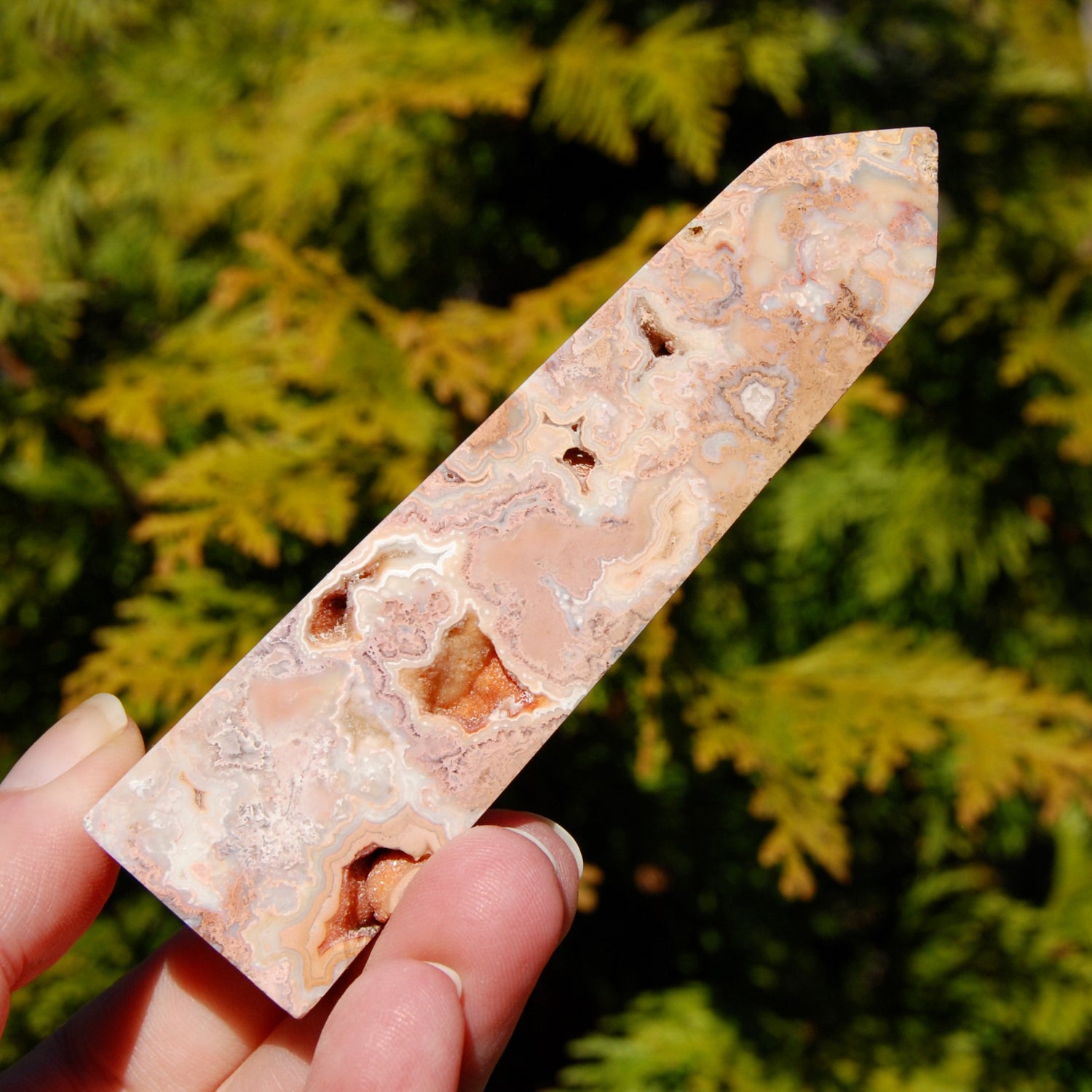 Pink Crazy Lace Agate Crystal Tower