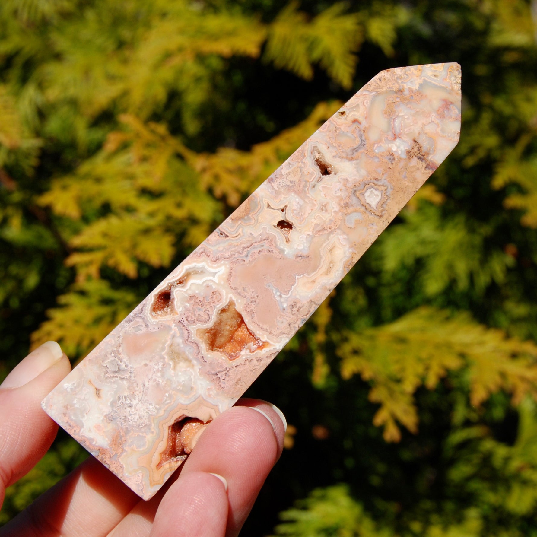 Pink Crazy Lace Agate Crystal Tower