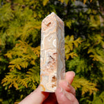 Pink crazy lace agate crystal tower