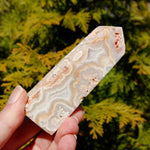Pink crazy lace agate crystal tower