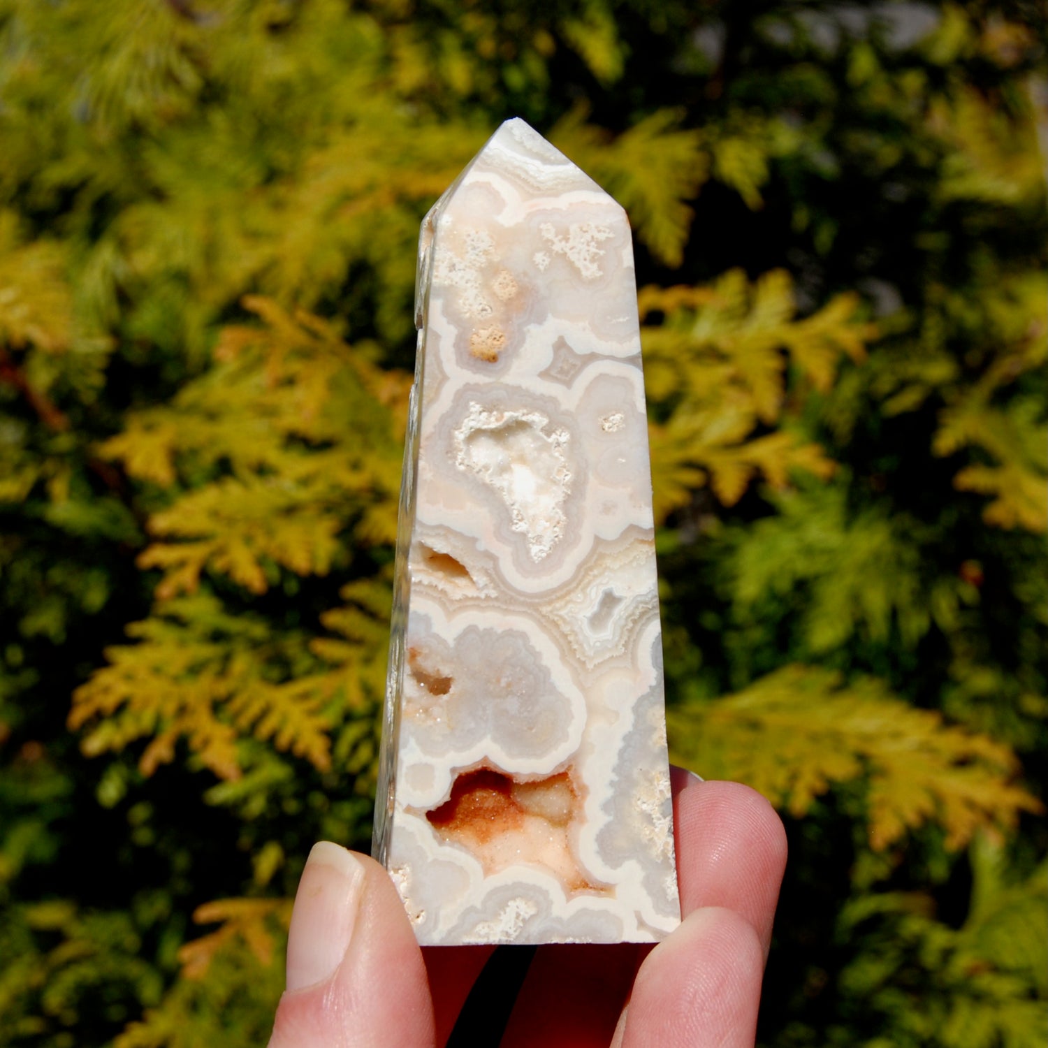 Pink Crazy Lace Agate Druzy Crystal Tower