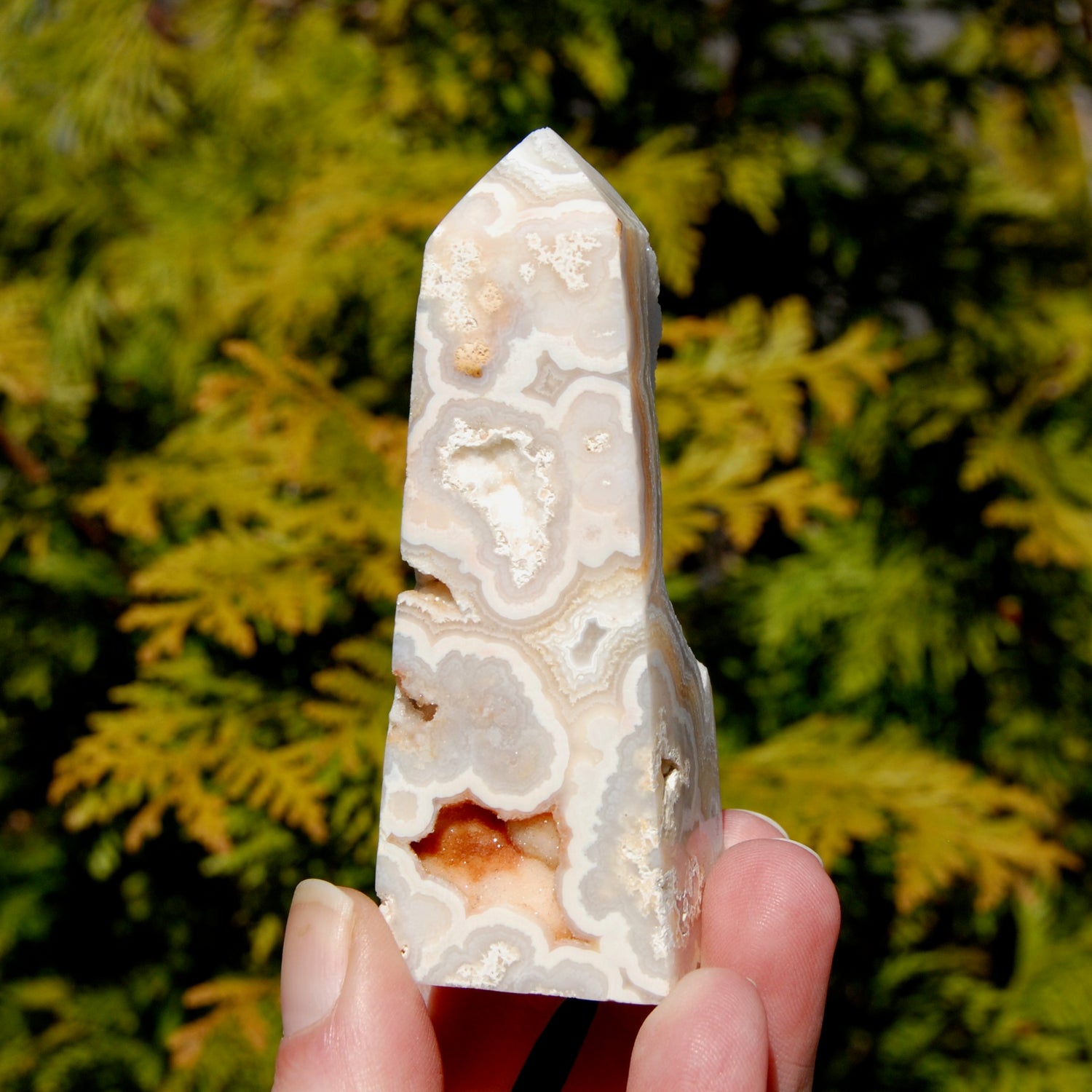 Pink Crazy Lace Agate Druzy Crystal Tower