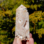 Pink Crazy Lace Agate Druzy Crystal Tower